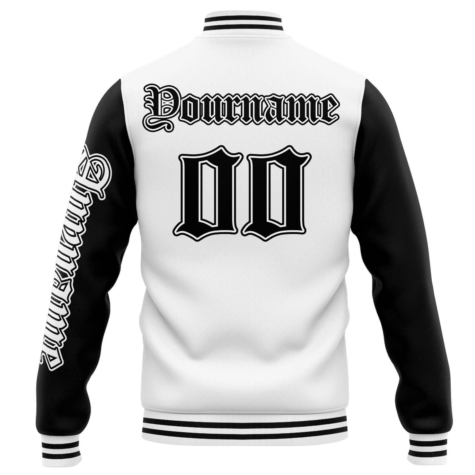 Custom White Black Varsity Jacket for Men Women and Youth with Personalized Letterman Jacket 