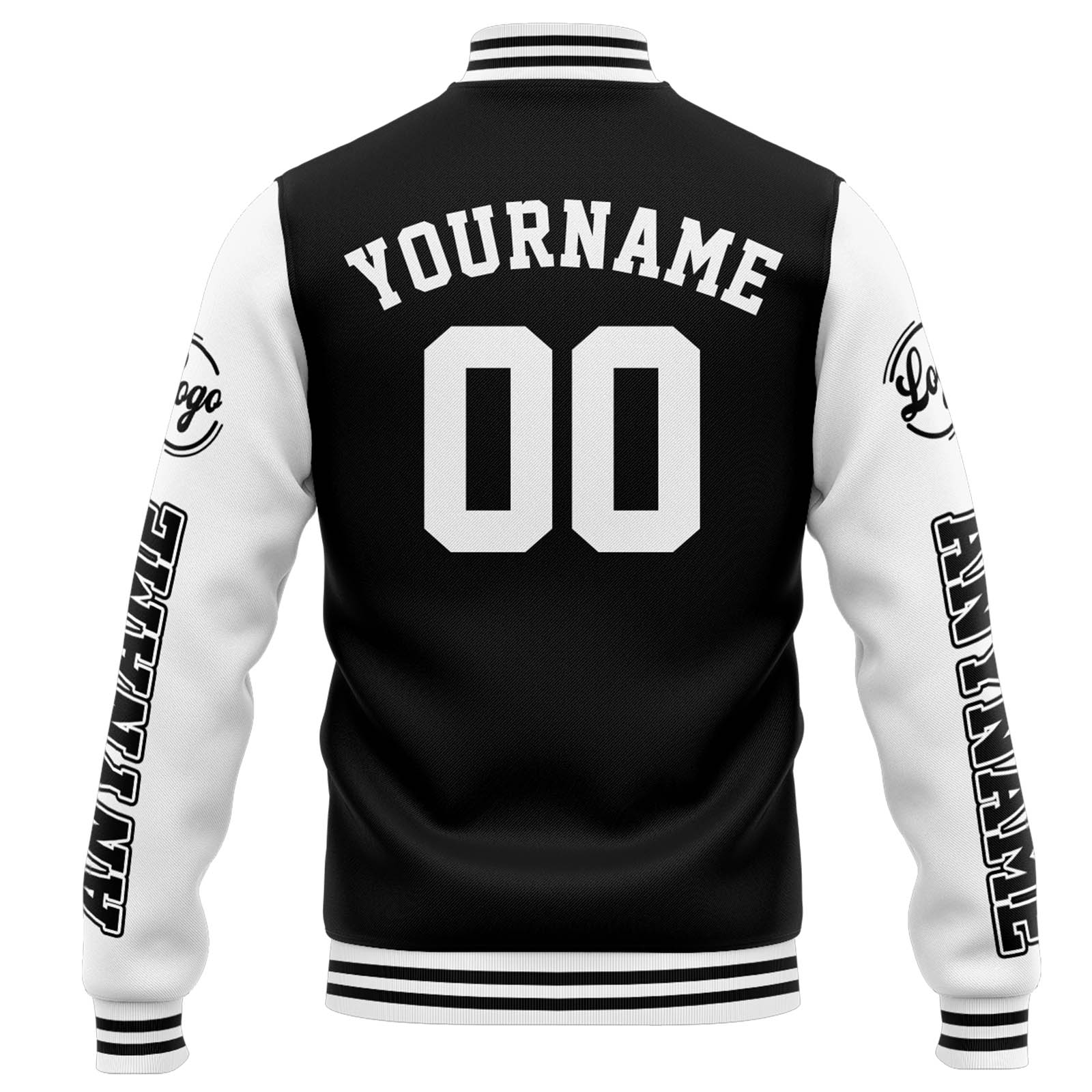 Custom Black White Varsity Jacket for Men Women and Youth with Personalized Letterman Jacket 