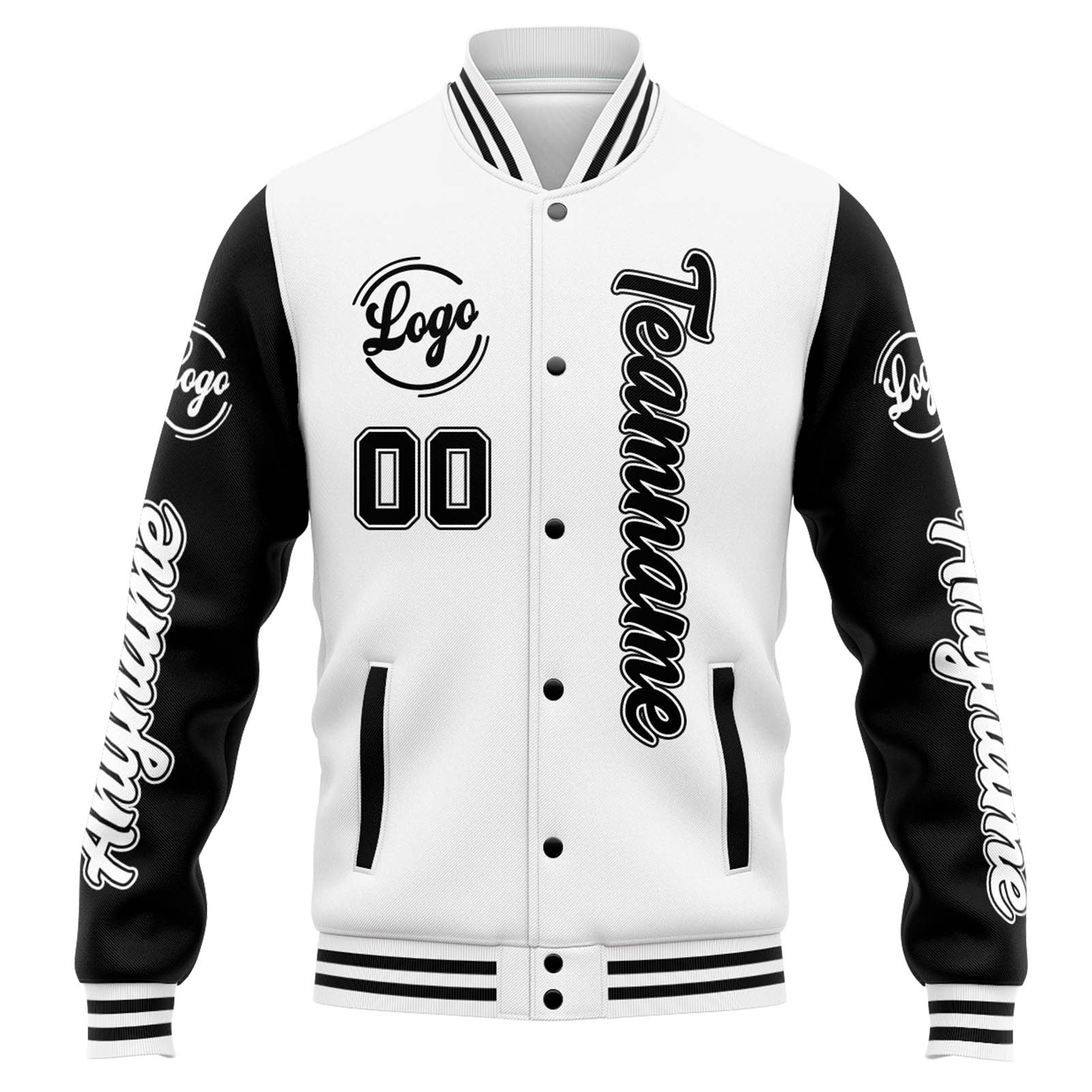 Custom White Black Varsity Jacket for Men Women and Youth with Personalized Letterman Jacket 