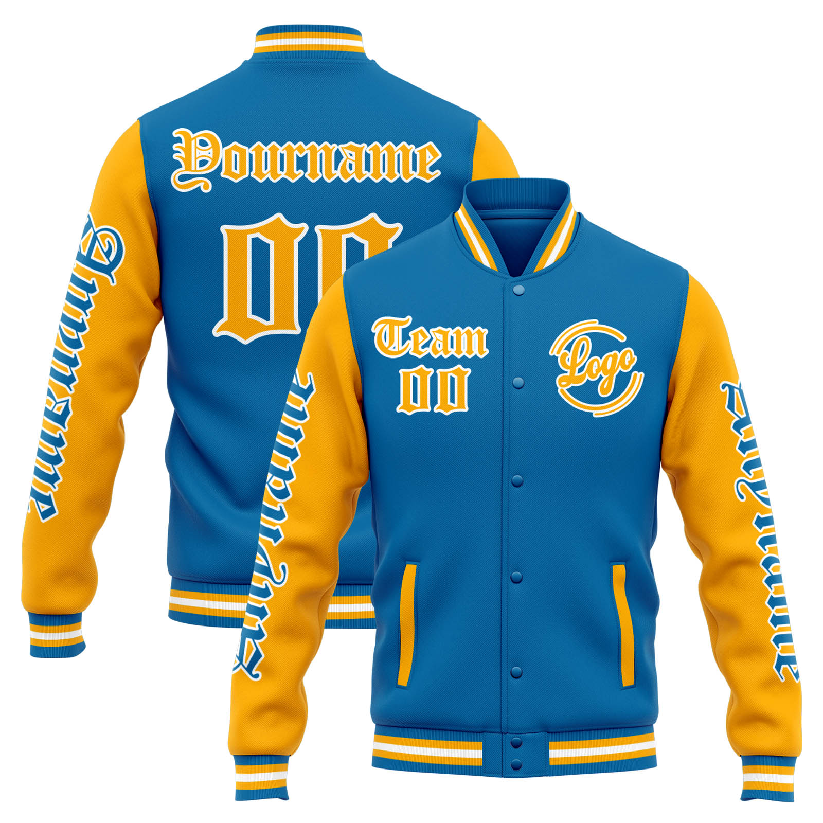 Custom Blue Orange Varsity Jacket for Men Women and Youth with Personalized Letterman Jacket 