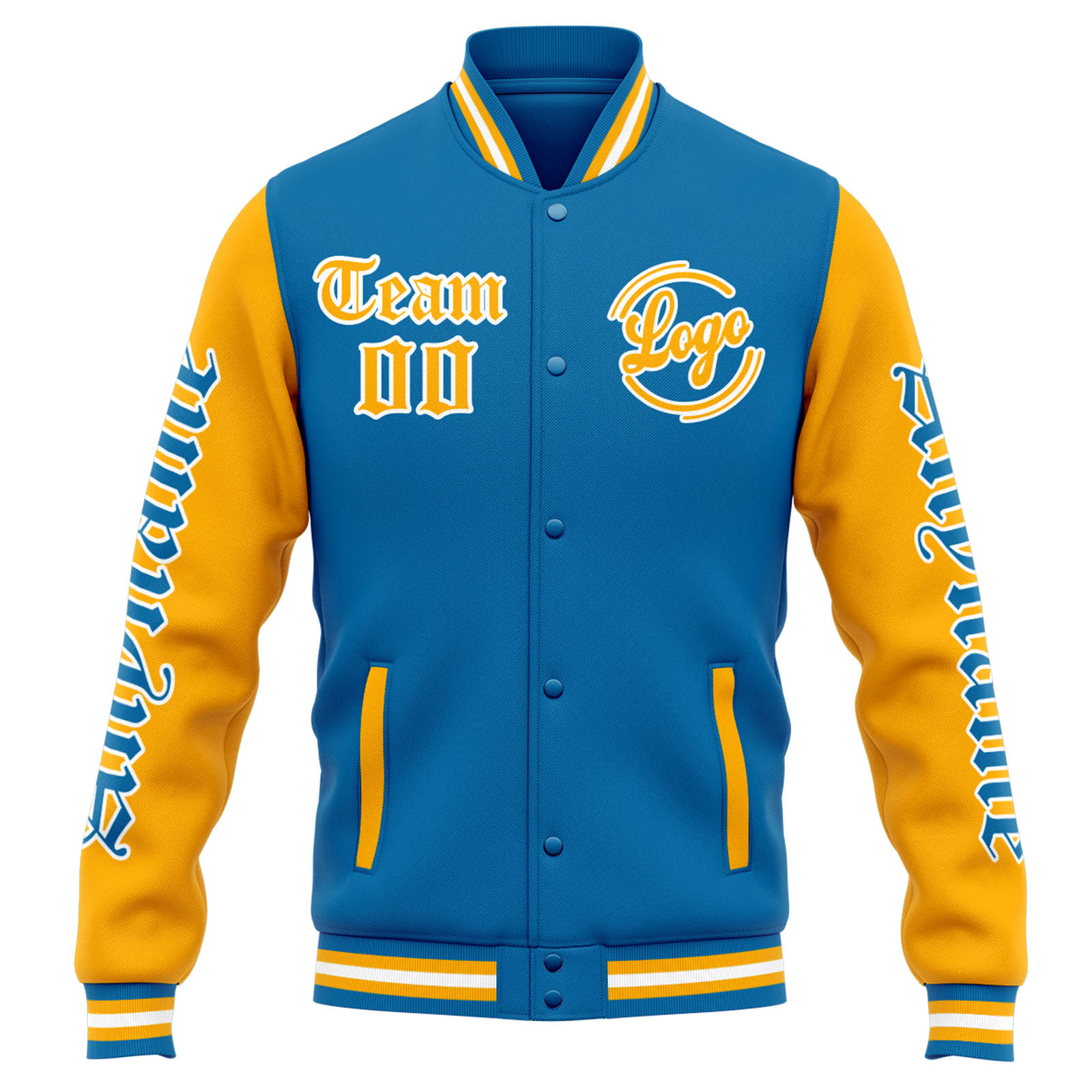 Custom Blue Orange Varsity Jacket for Men Women and Youth with Personalized Letterman Jacket 