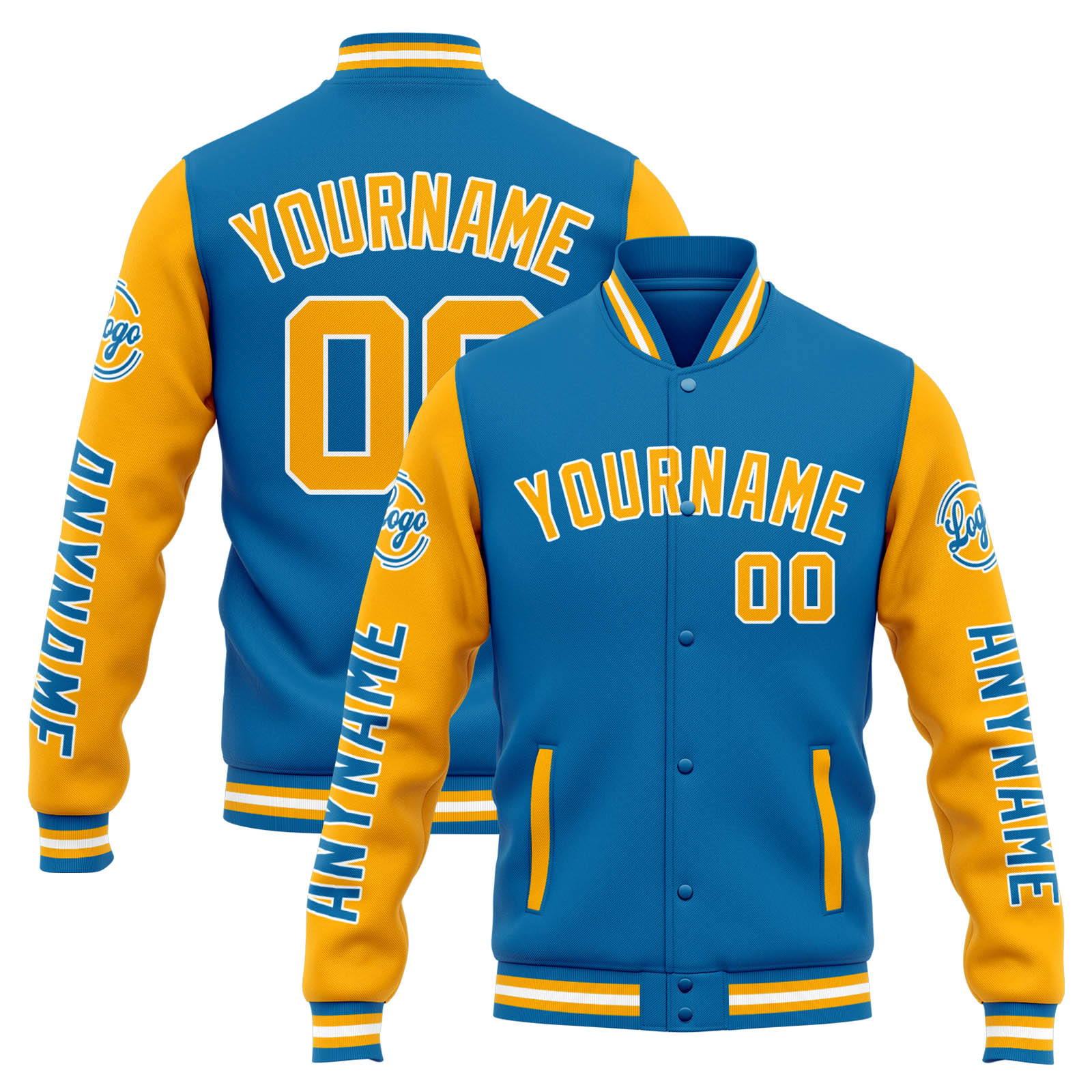 Custom Blue Orange Varsity Jacket for Men Women and Youth with Personalized Letterman Jacket 