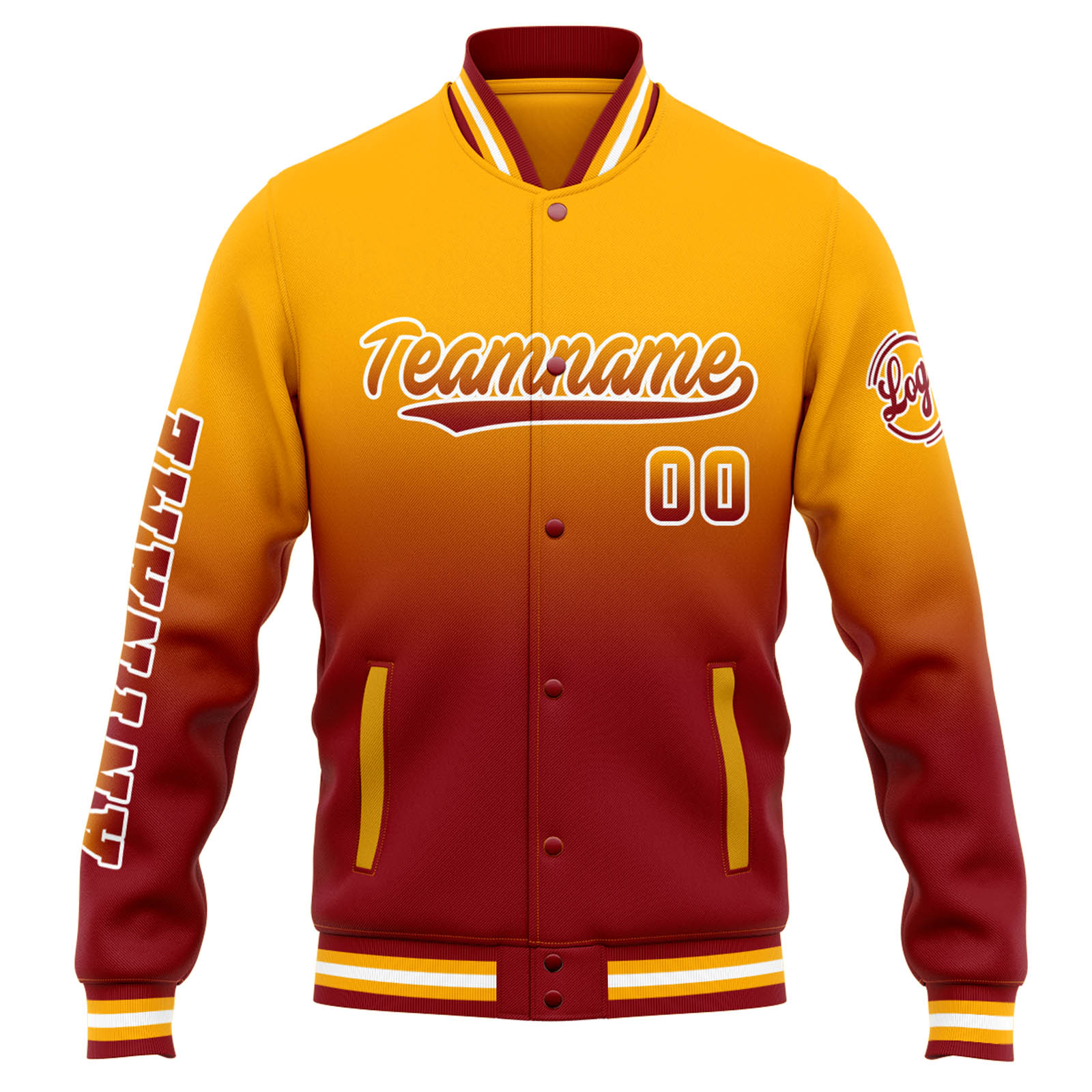 Custom Orange Red Gradient Varsity Jacket for Men Women and Youth with Personalized Letterman Jacket 