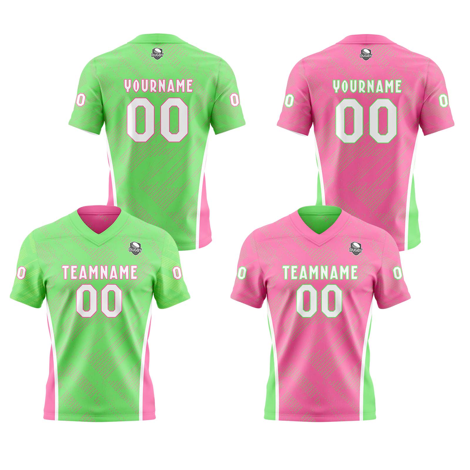 Custom Green Pink Reversible Football Jersey Personalized Gradient Football Shirts for Men Printed Team Name Number Logo