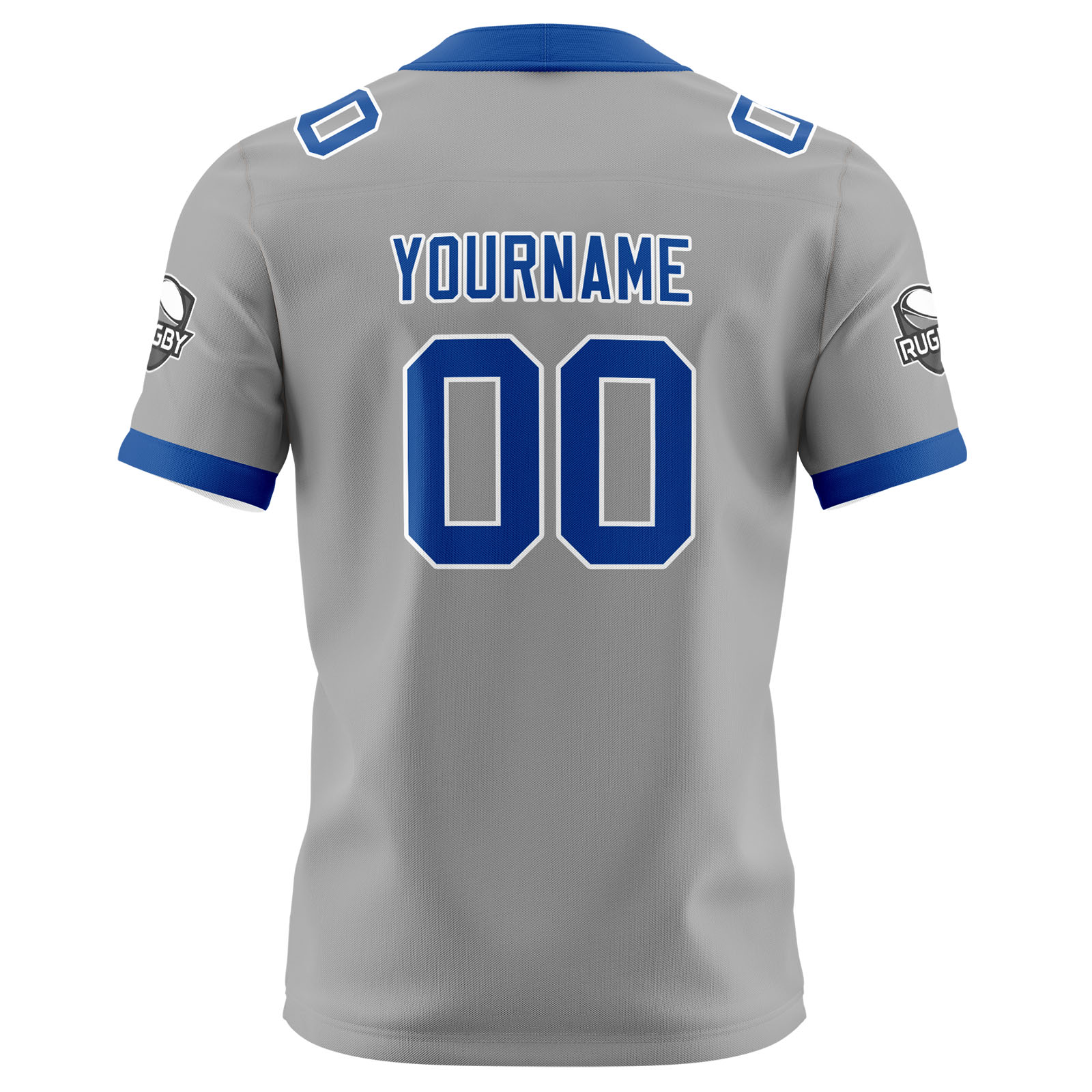 Custom Grey Blue Football Jersey Personalized Football Shirts for Men Printed Team Name Number Logo