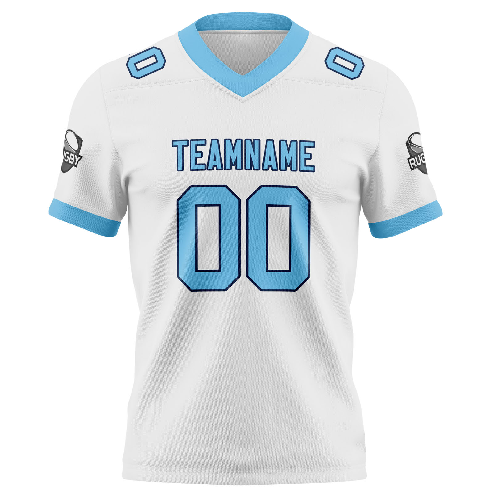 Custom White Sky Blue Football Jersey Personalized Football Shirts for Men Printed Team Name Number Logo