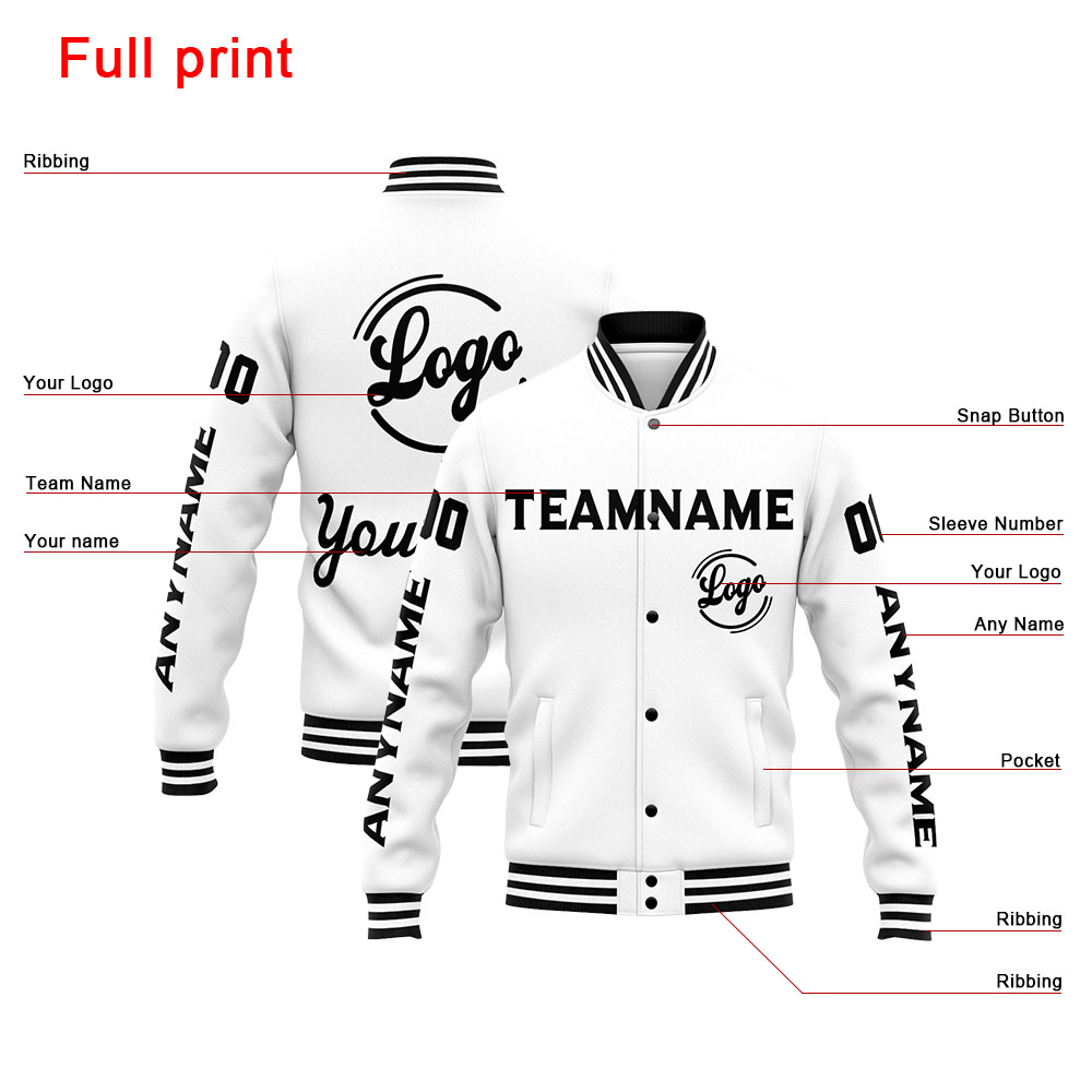 Custom White Varsity Jacket for Men Women and Youth with Personalized Letterman Jacket 