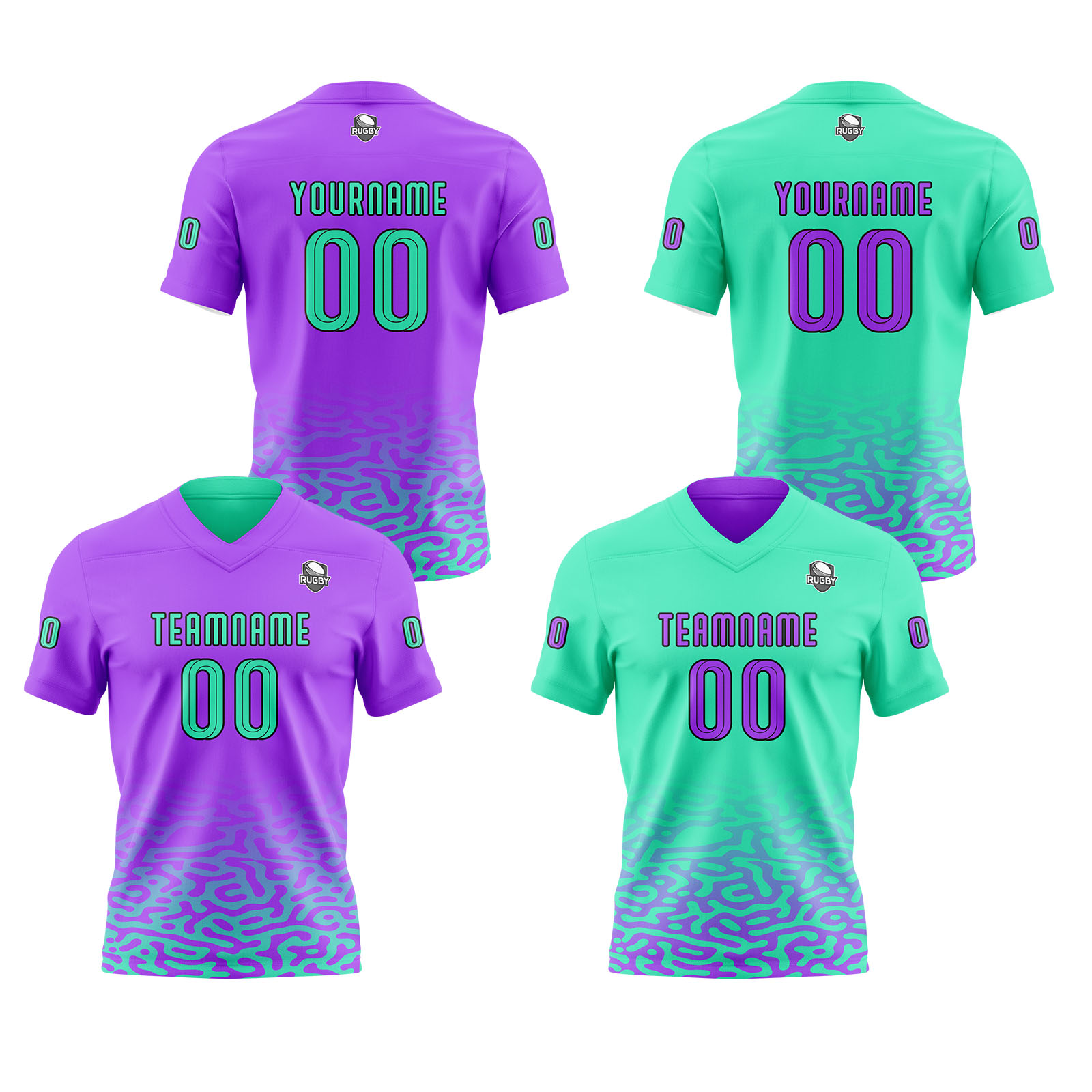 Custom Green Purple Reversible Football Jersey Personalized Gradient Football Shirts for Men Printed Team Name Number Logo
