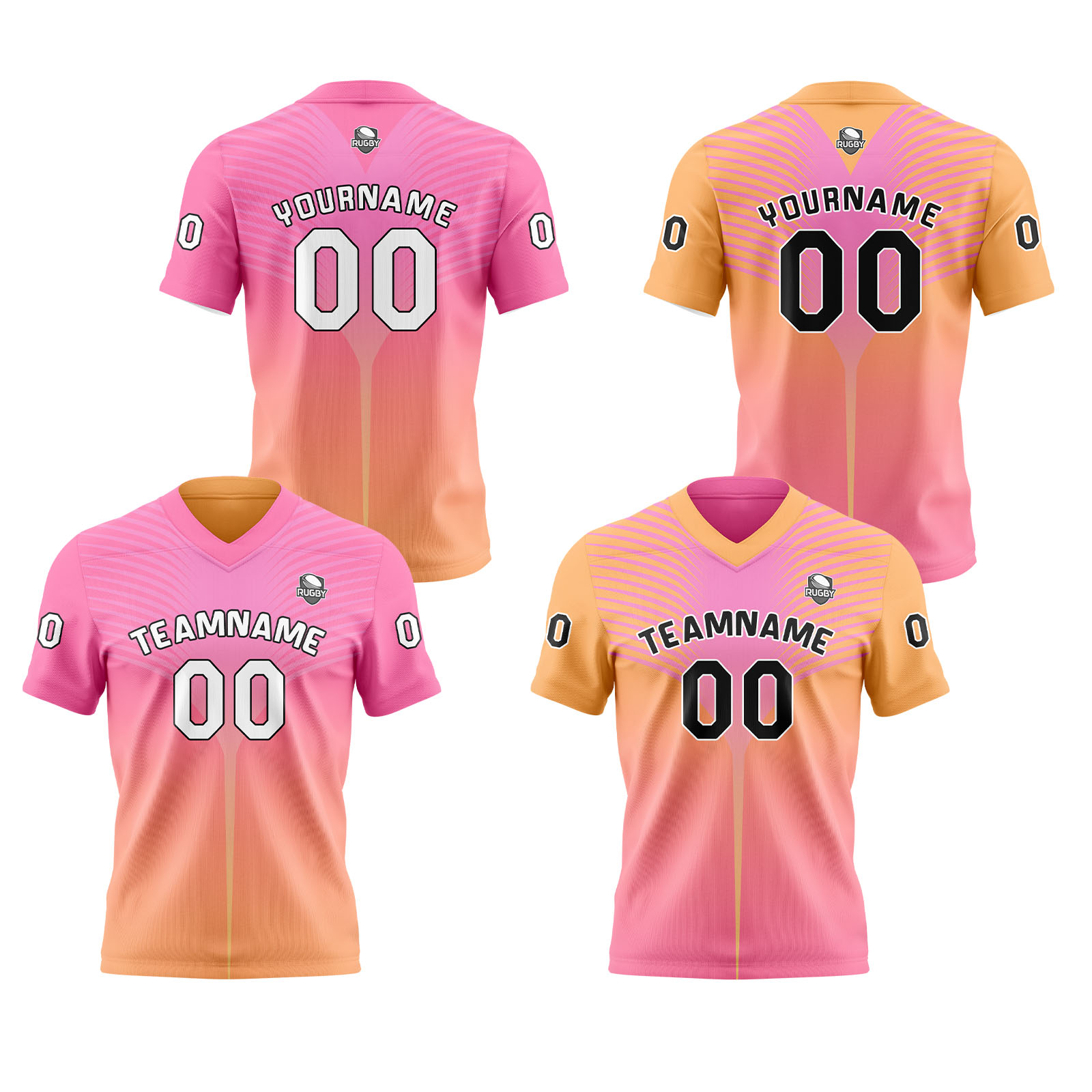 Custom Orange Pink Reversible Football Jersey Personalized Gradient Football Shirts for Men Printed Team Name Number Logo