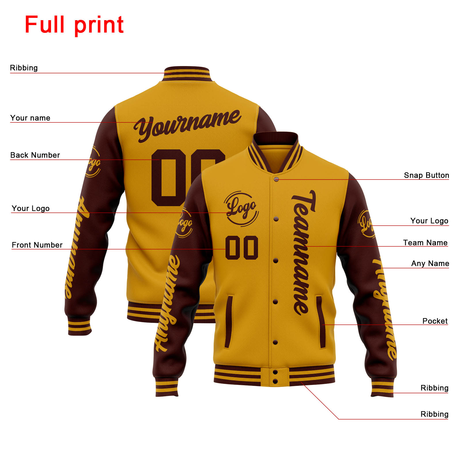 Custom Gold Burgundy Varsity Jacket for Men Women and Youth with Personalized Letterman Jacket 