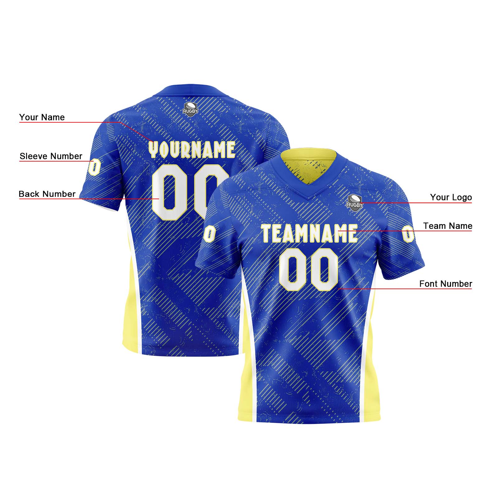 Custom Blue Yellow Reversible Football Jersey Personalized Gradient Football Shirts for Men Printed Team Name Number Logo
