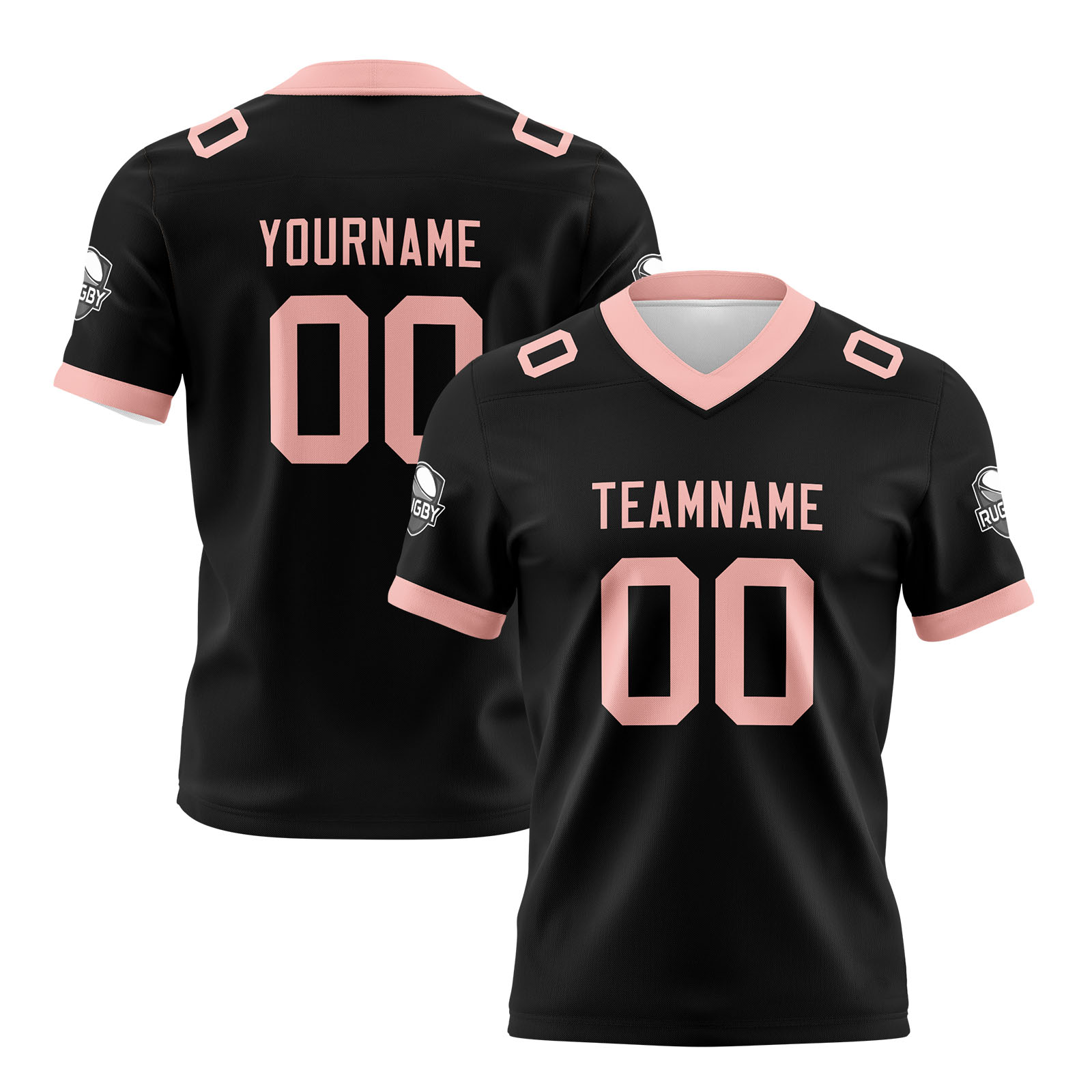 Custom Black Pink Football Jersey Personalized Football Shirts for Men Printed Team Name Number Logo