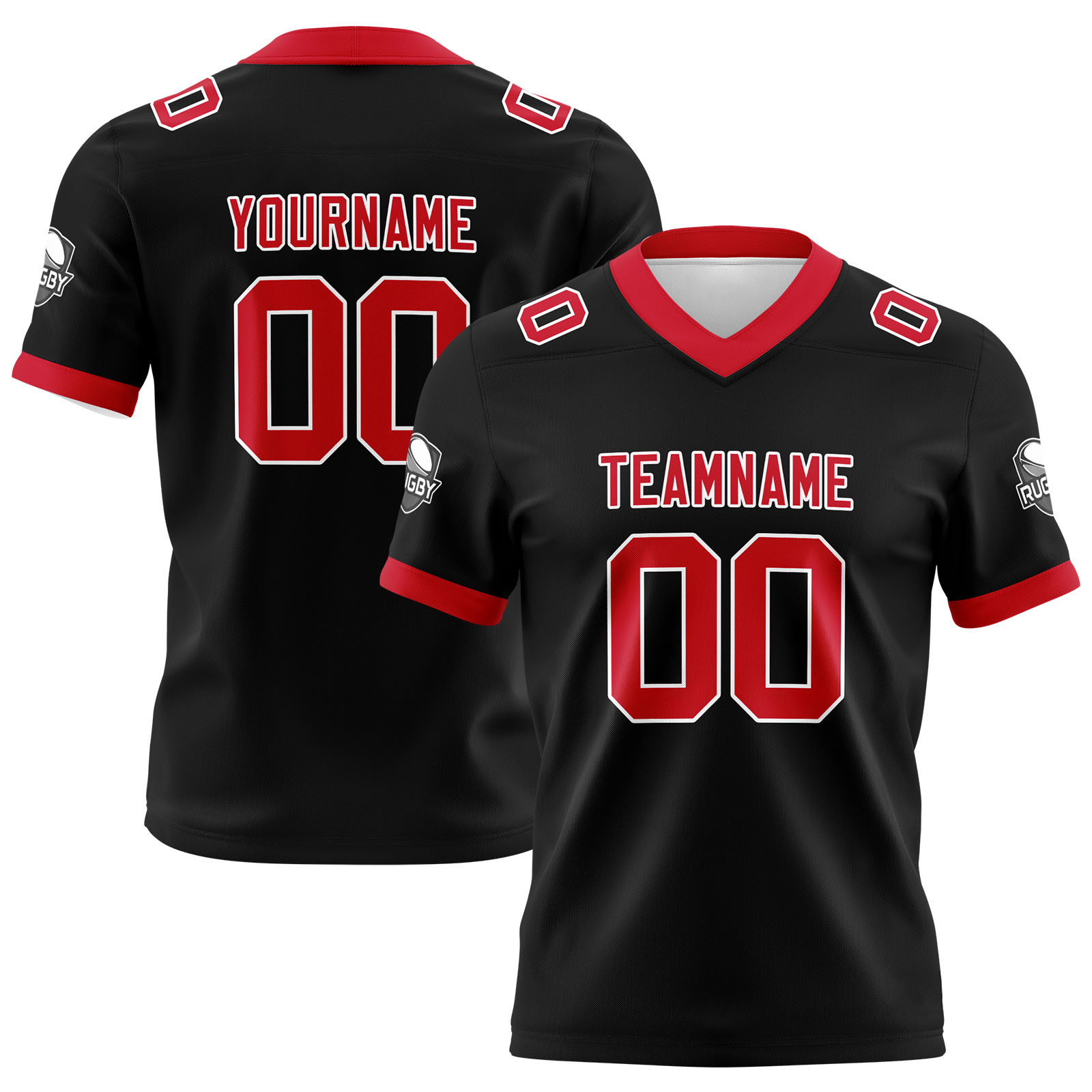 Custom Black Red Football Jersey Personalized Football Shirts for Men Printed Team Name Number Logo