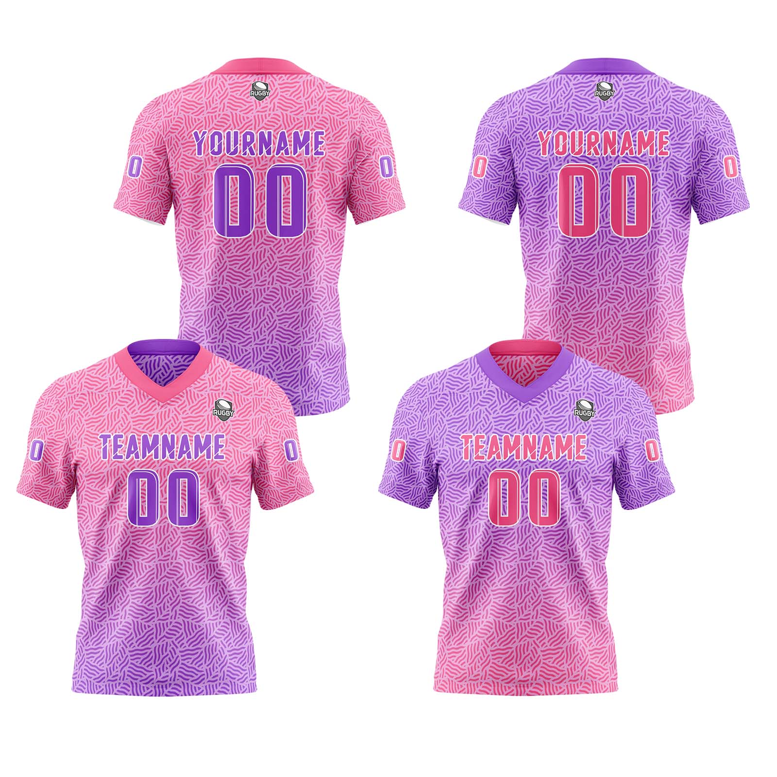 Custom Purple Pink Reversible Football Jersey Personalized Gradient Football Shirts for Men Printed Team Name Number Logo