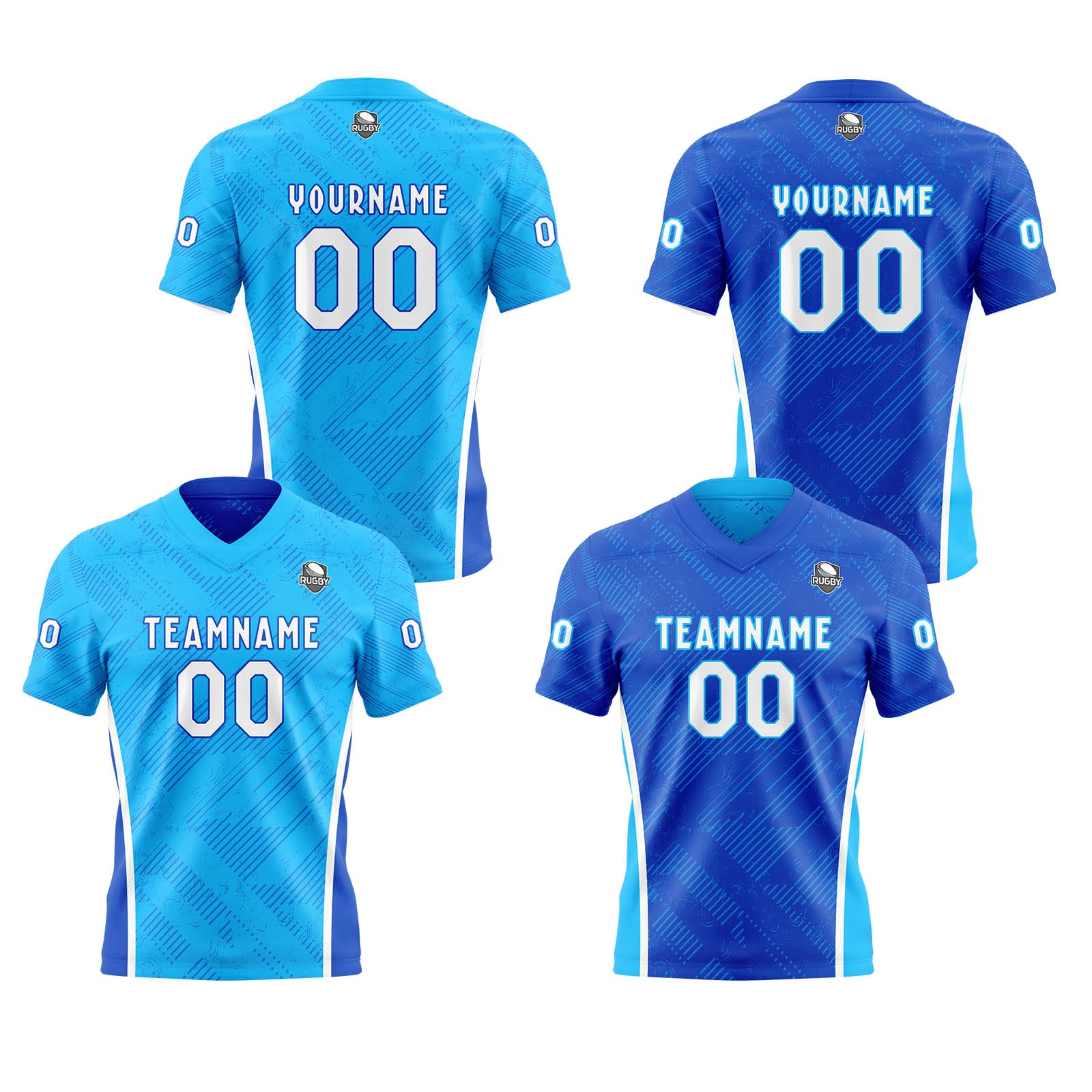 Custom Blue Reversible Football Jersey Personalized Gradient Football Shirts for Men Printed Team Name Number Logo
