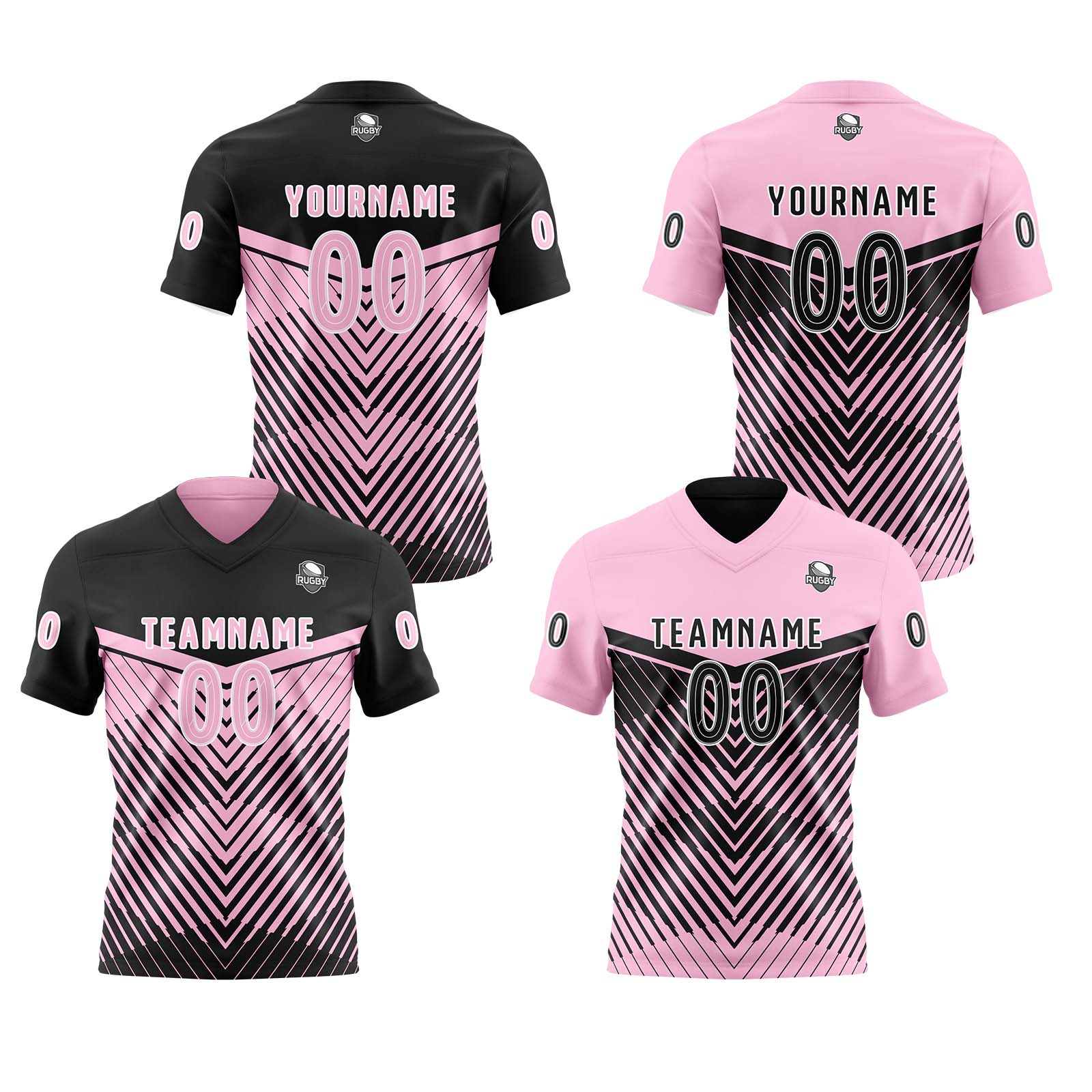 Custom Black Pink Reversible Football Jersey Personalized Gradient Football Shirts for Men Printed Team Name Number Logo