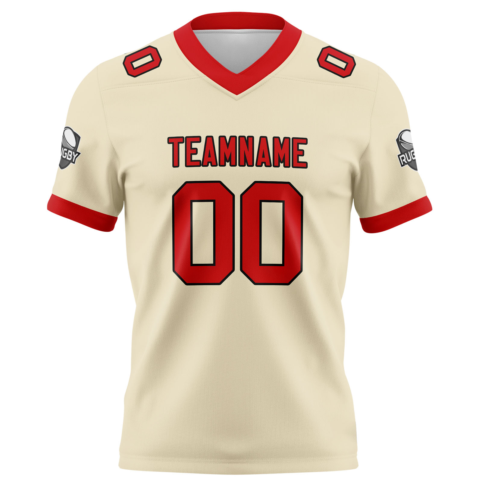 Custom Cream Red Football Jersey Personalized Football Shirts for Men Printed Team Name Number Logo