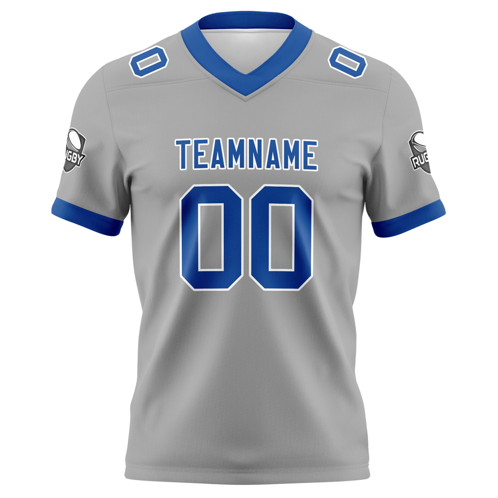 Custom Grey Blue Football Jersey Personalized Football Shirts for Men Printed Team Name Number Logo