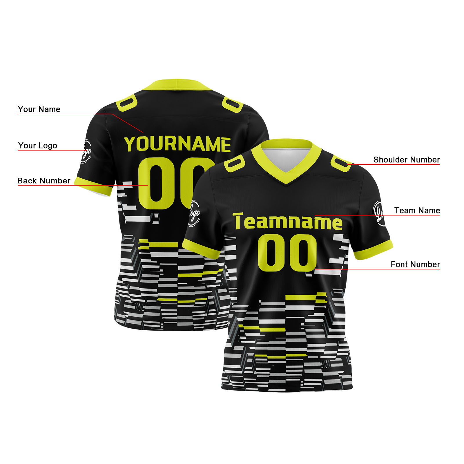 Custom Black White Green Reversible Football Jersey Personalized Gradient Football Shirts for Men Printed Team Name Number Logo