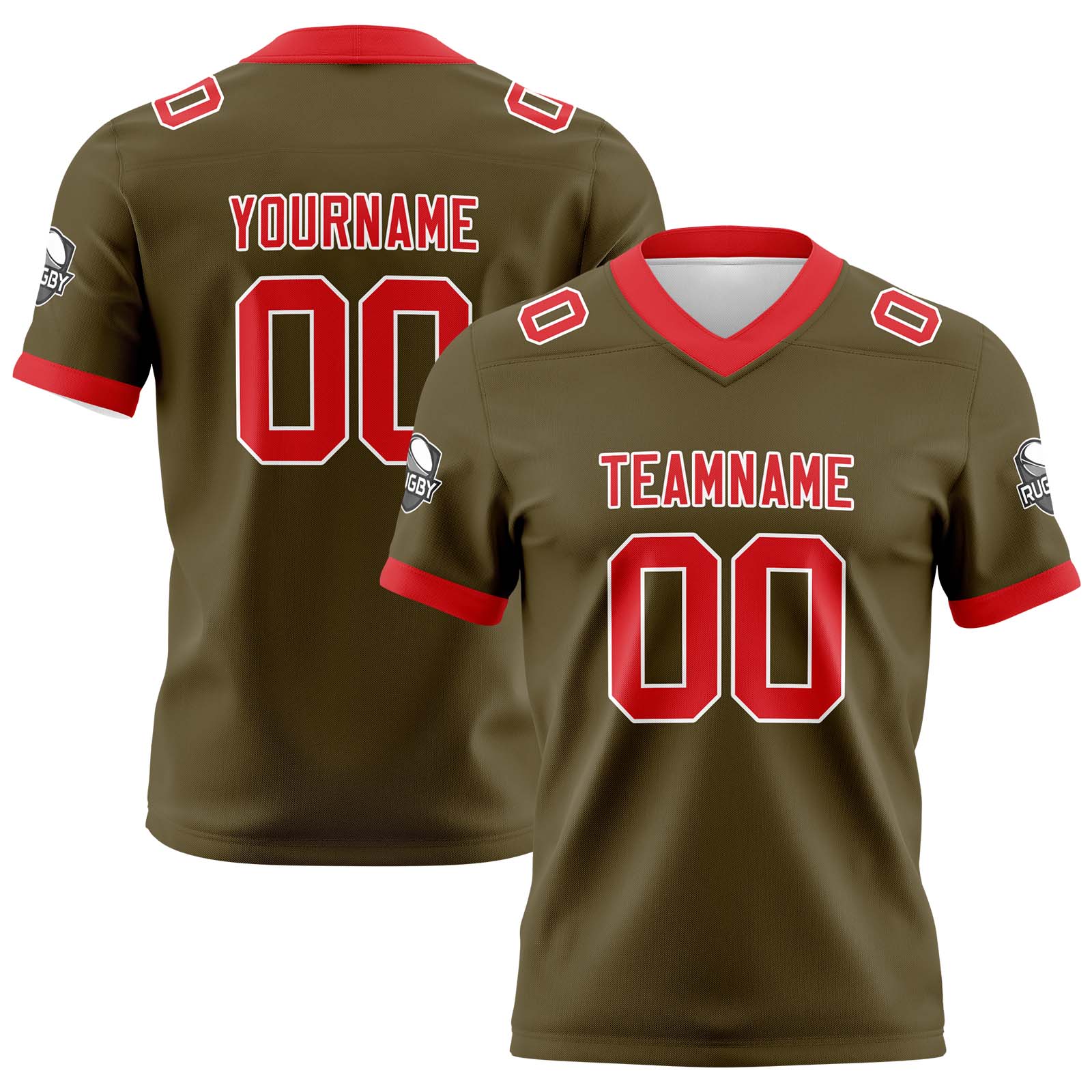 Custom Brown Red Football Jersey Personalized Football Shirts for Men Printed Team Name Number Logo
