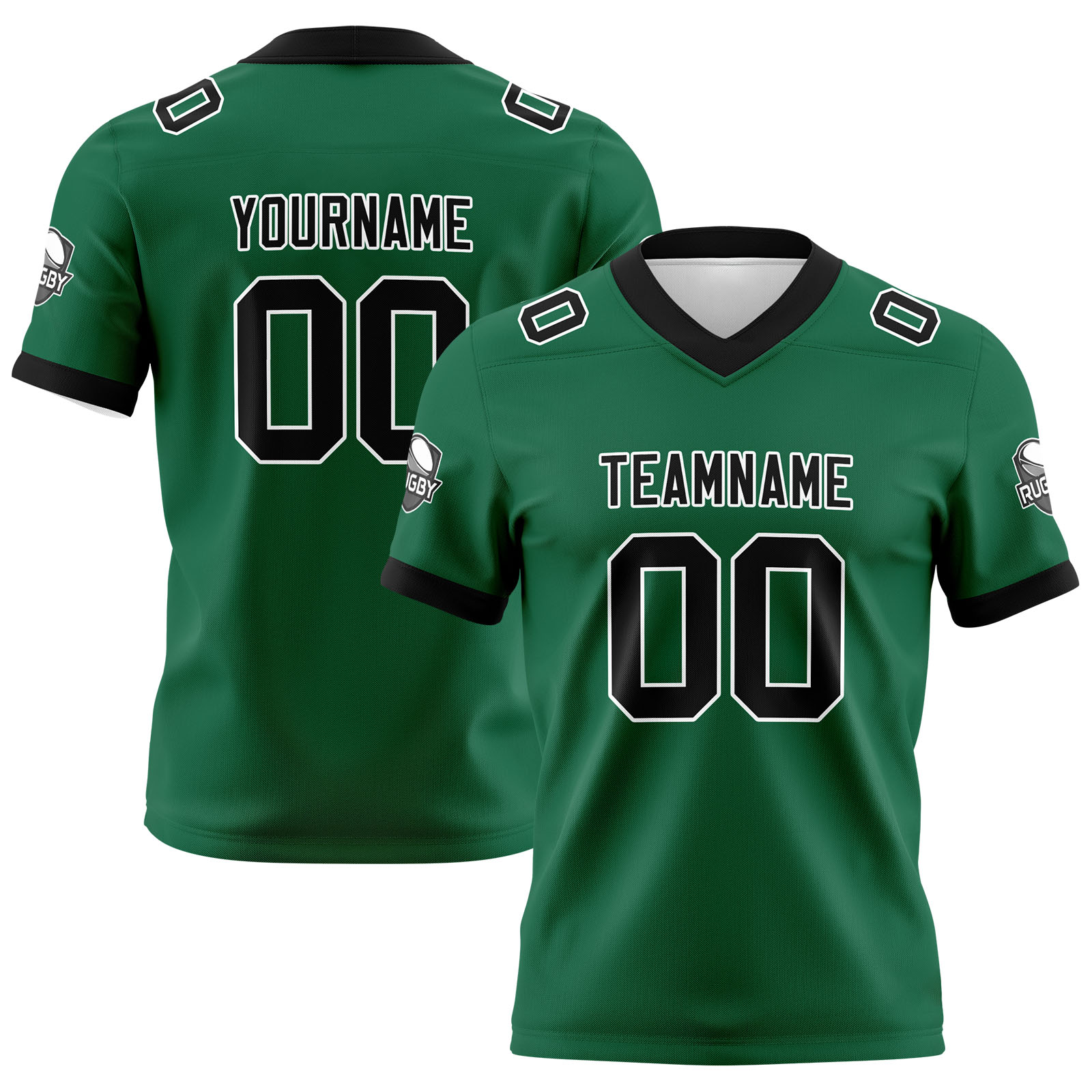 Custom Green Black Football Jersey Personalized Football Shirts for Men Printed Team Name Number Logo