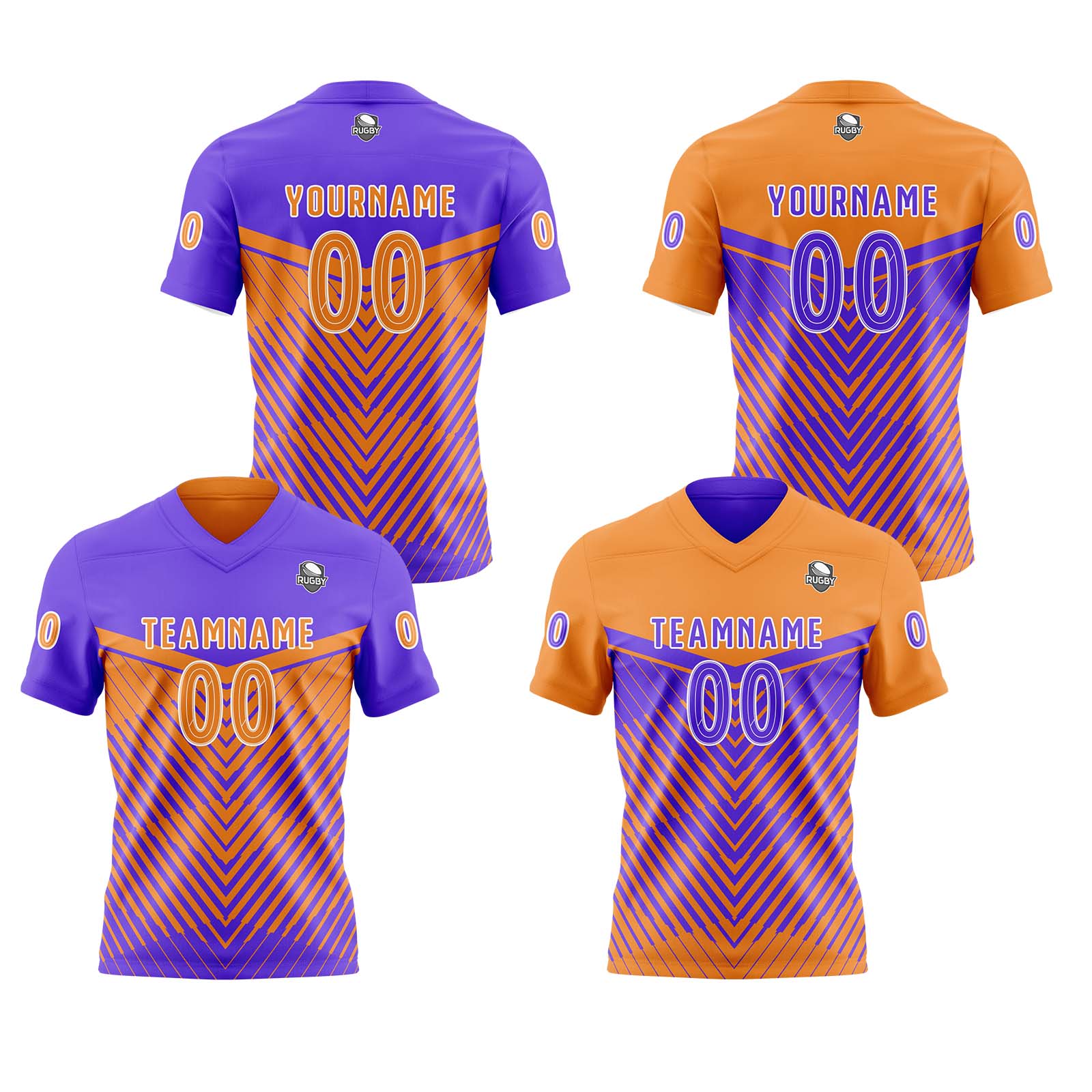 Custom Purple Orange Reversible Football Jersey Personalized Gradient Football Shirts for Men Printed Team Name Number Logo