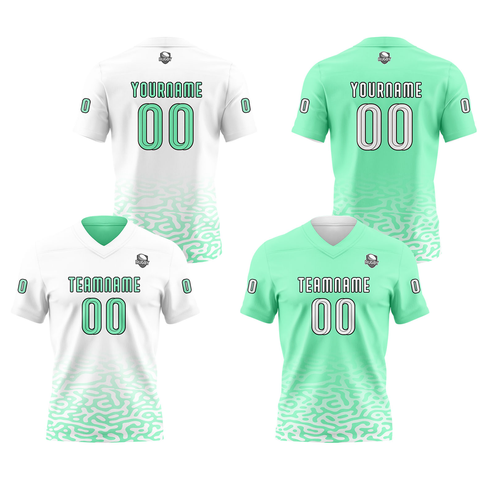 Custom White Green Reversible Football Jersey Personalized Gradient Football Shirts for Men Printed Team Name Number Logo