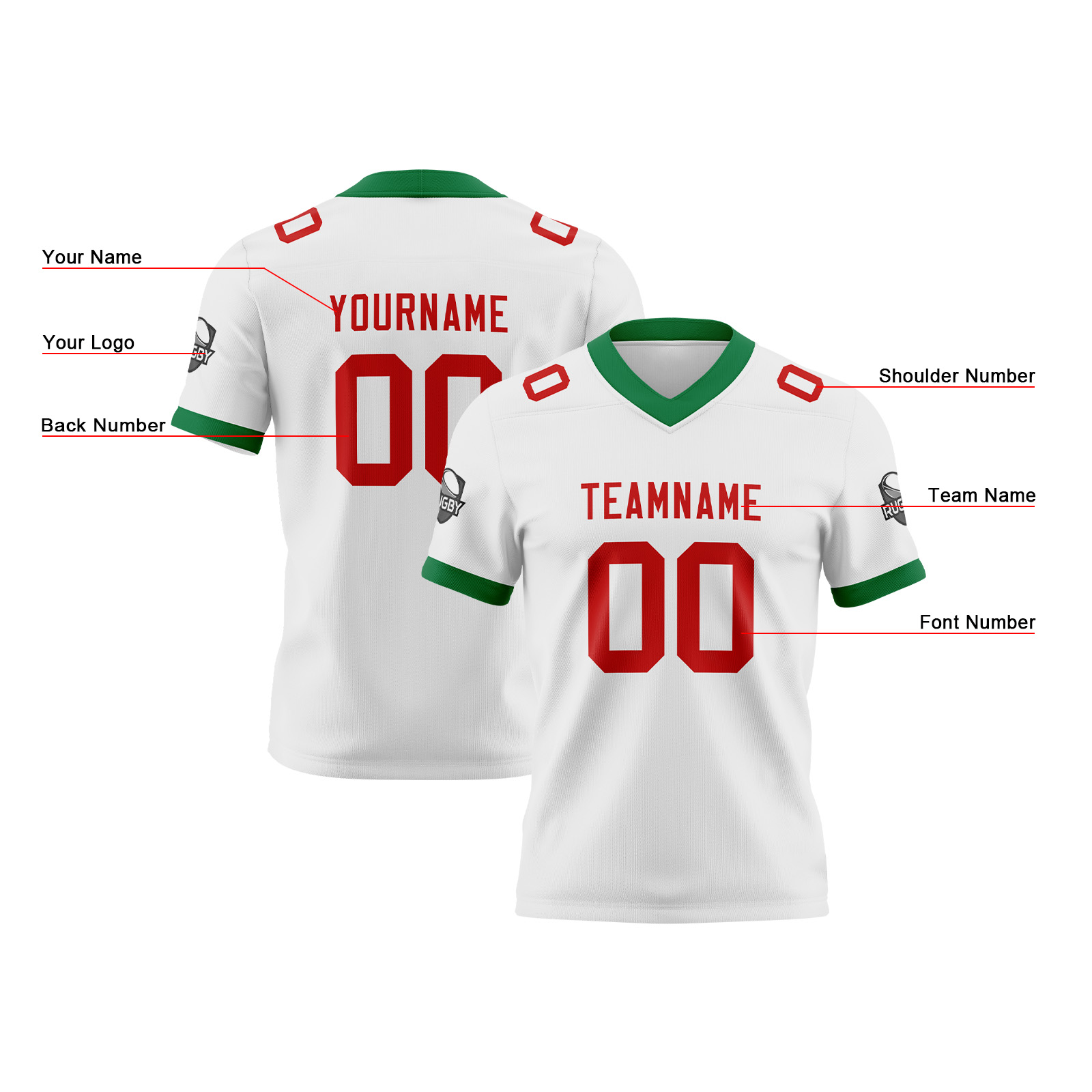 Custom White Red Football Jersey Personalized Football Shirts for Men Printed Team Name Number Logo