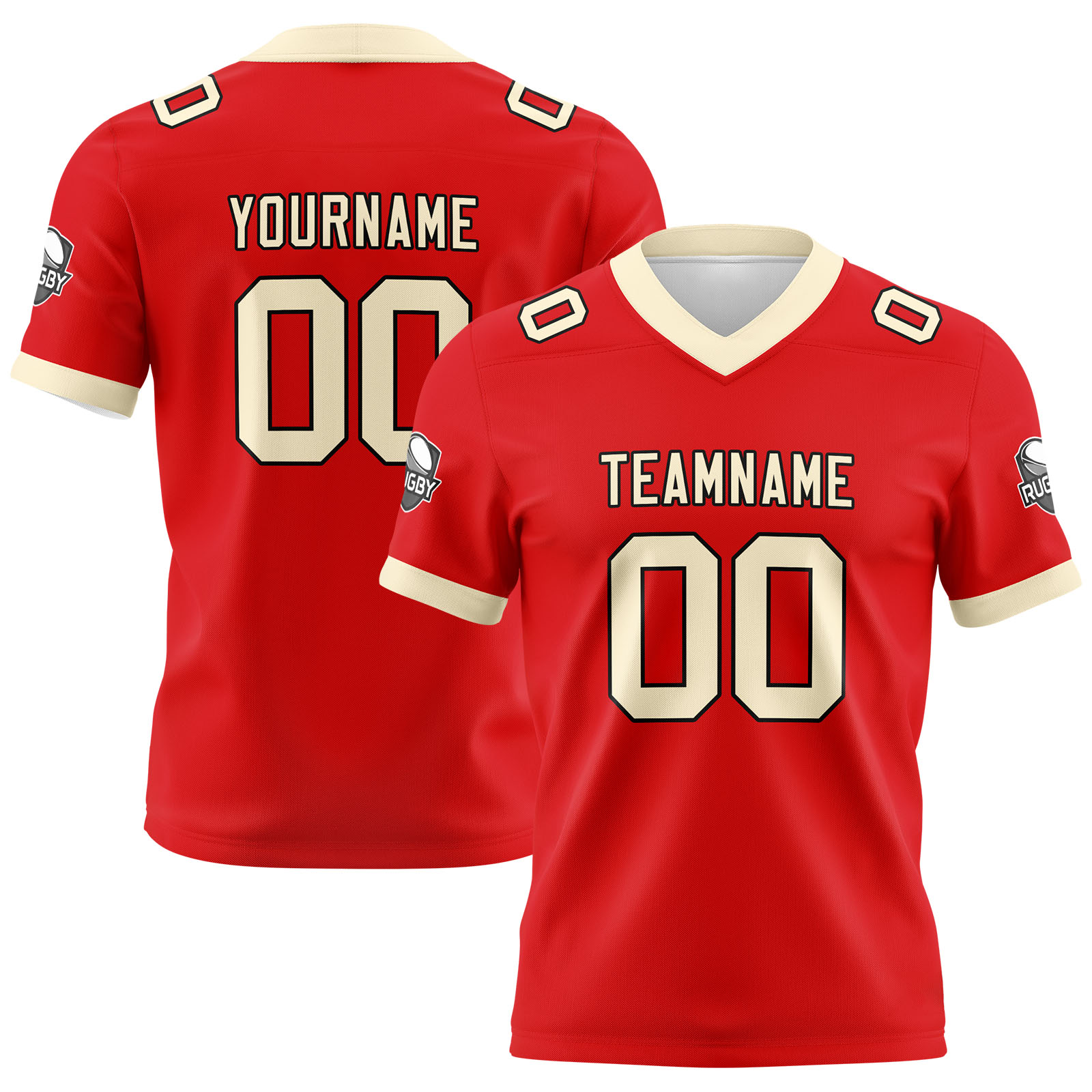 Custom Red Cream Football Jersey Personalized Football Shirts for Men Printed Team Name Number Logo