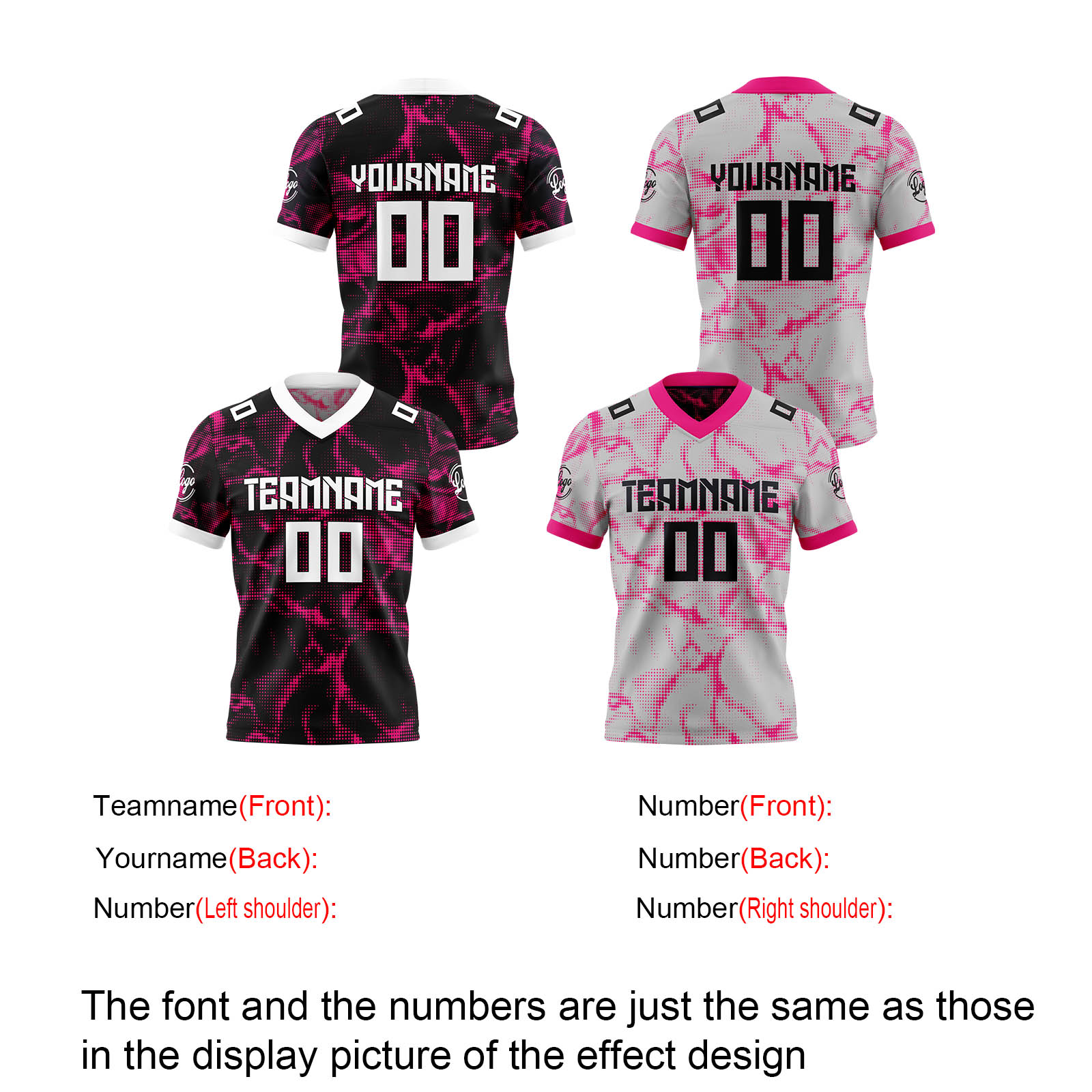 Custom Rose Red Reversible Football Jersey Personalized Gradient Football Shirts for Men Printed Team Name Number Logo