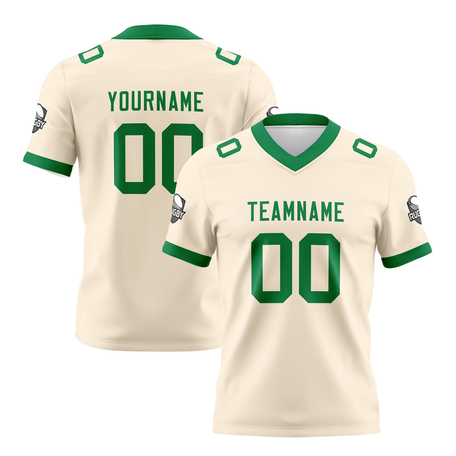 Custom Cream Green Football Jersey Personalized Football Shirts for Men Printed Team Name Number Logo