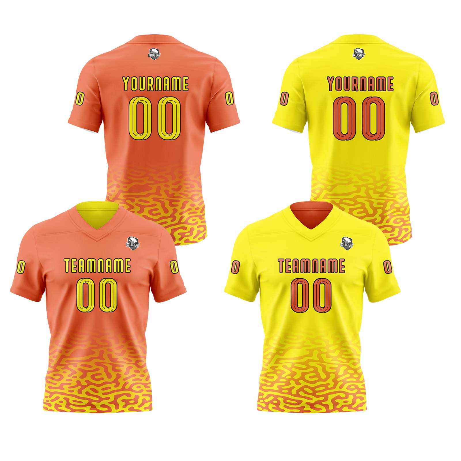 Custom Orange Yellow Reversible Football Jersey Personalized Gradient Football Shirts for Men Printed Team Name Number Logo