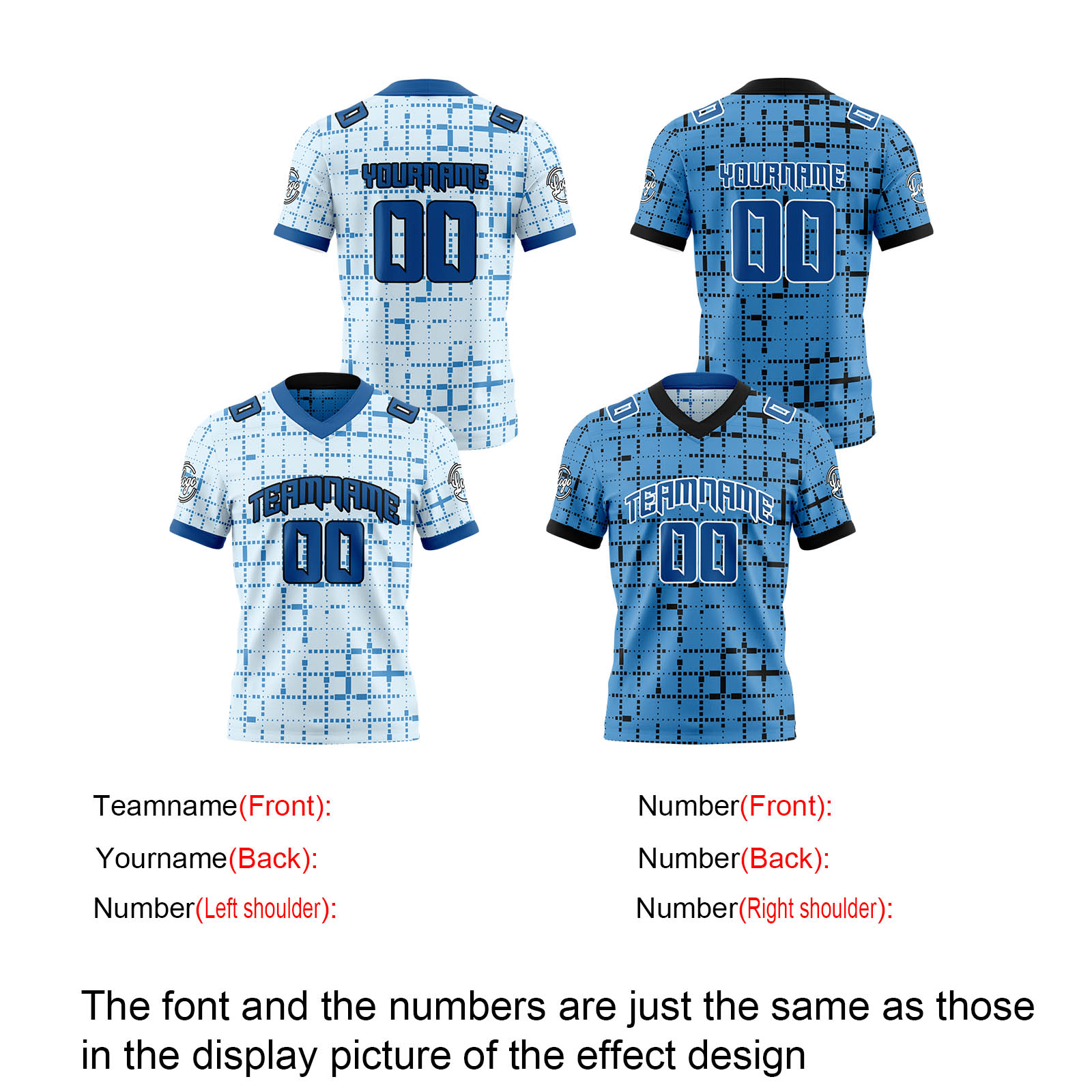 Custom White Blue Reversible Football Jersey Personalized Gradient Football Shirts for Men Printed Team Name Number Logo