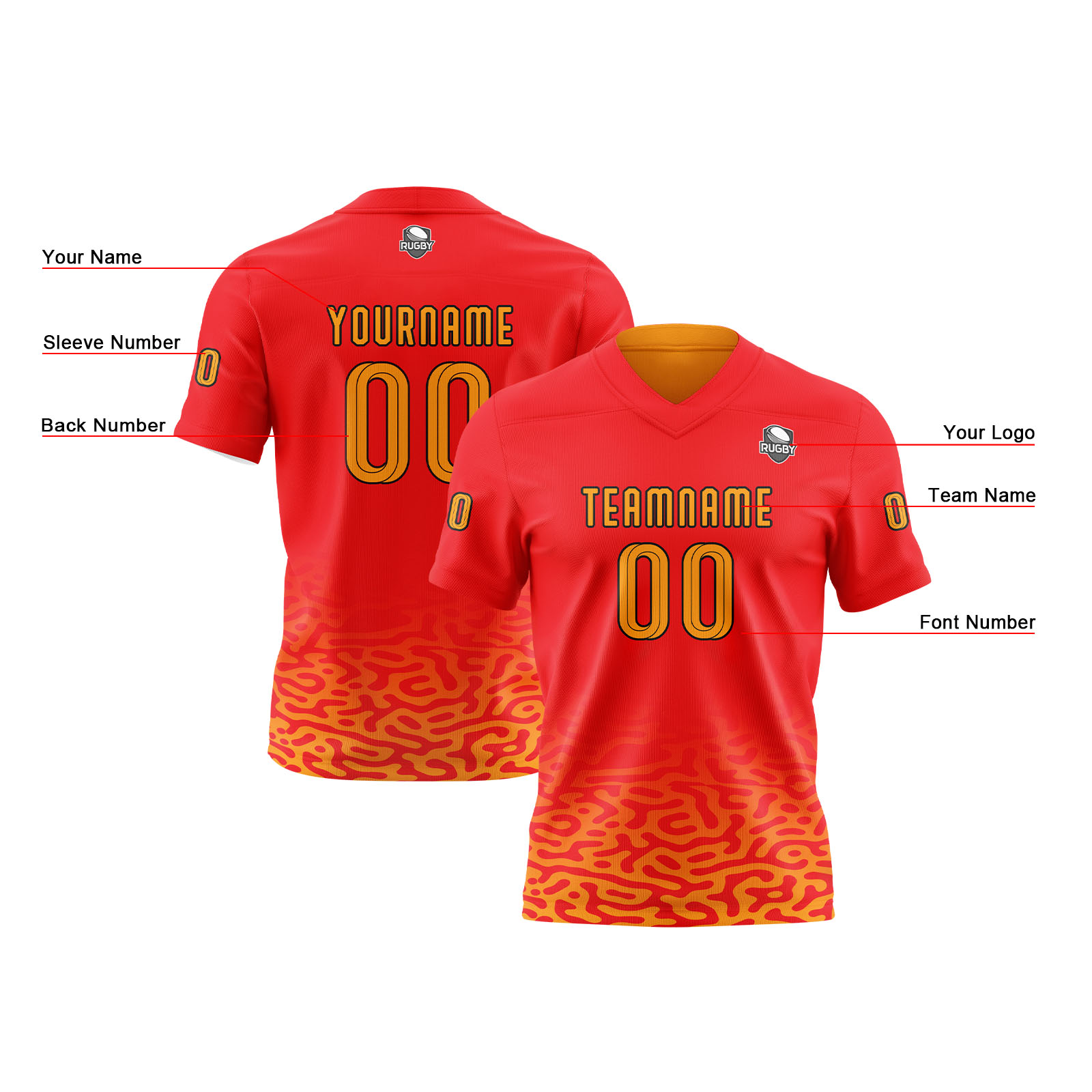 Custom Red Orange Reversible Football Jersey Personalized Gradient Football Shirts for Men Printed Team Name Number Logo