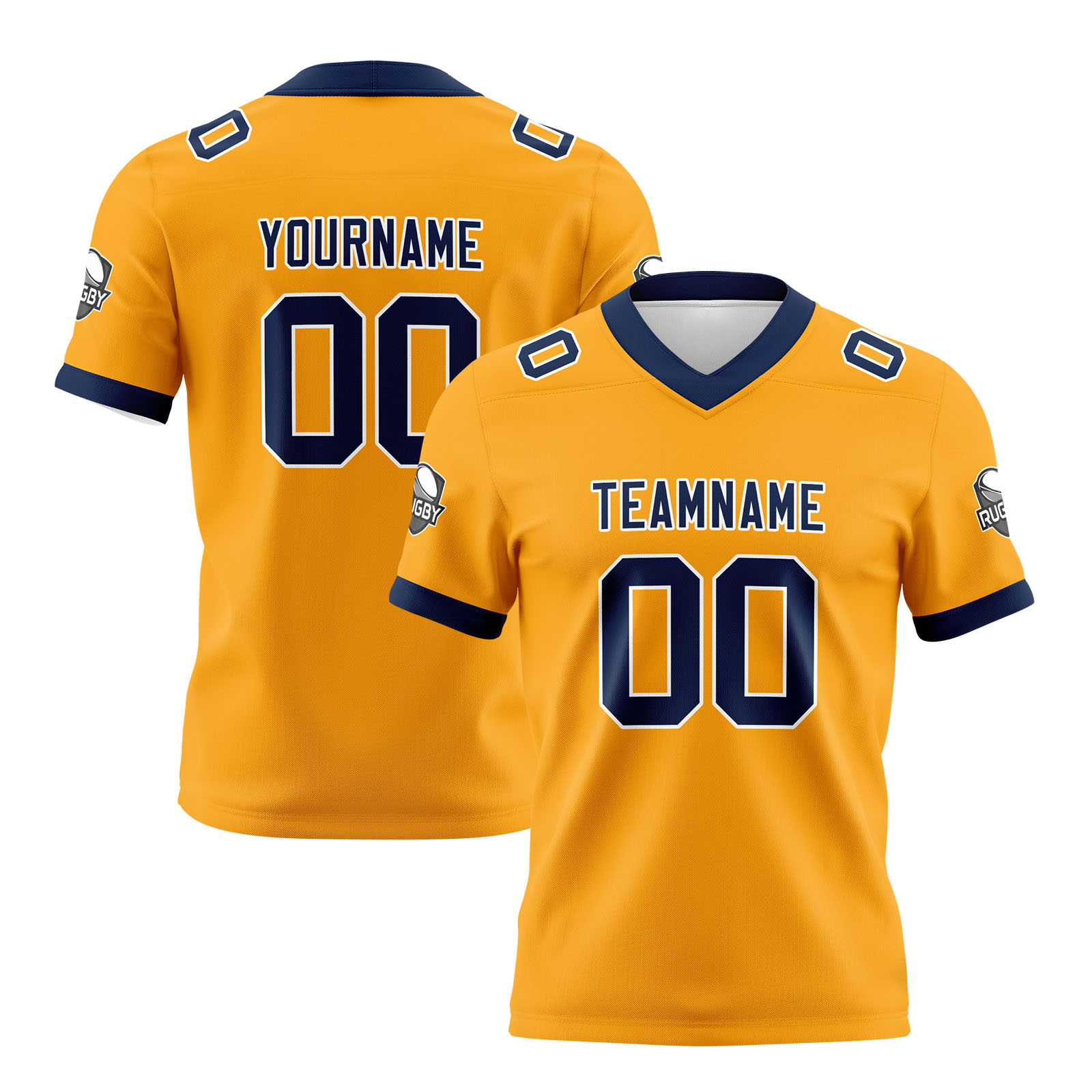 Custom Yellow Blue Football Jersey Personalized Football Shirts for Men Printed Team Name Number Logo