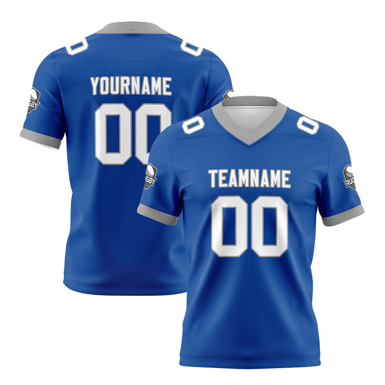 Custom Blue Grey Football Jersey Personalized Football Shirts for Men Printed Team Name Number Logo