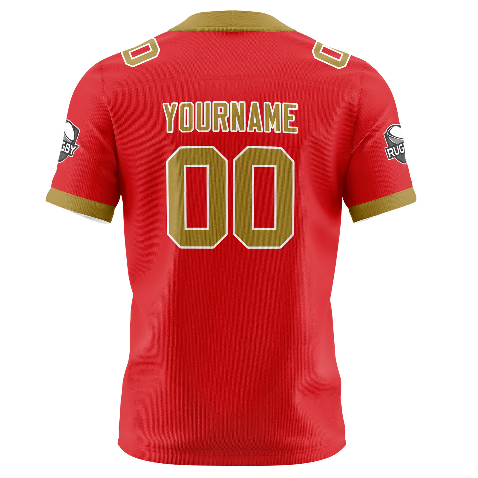 Custom Red Gold Football Jersey Personalized Football Shirts for Men Printed Team Name Number Logo