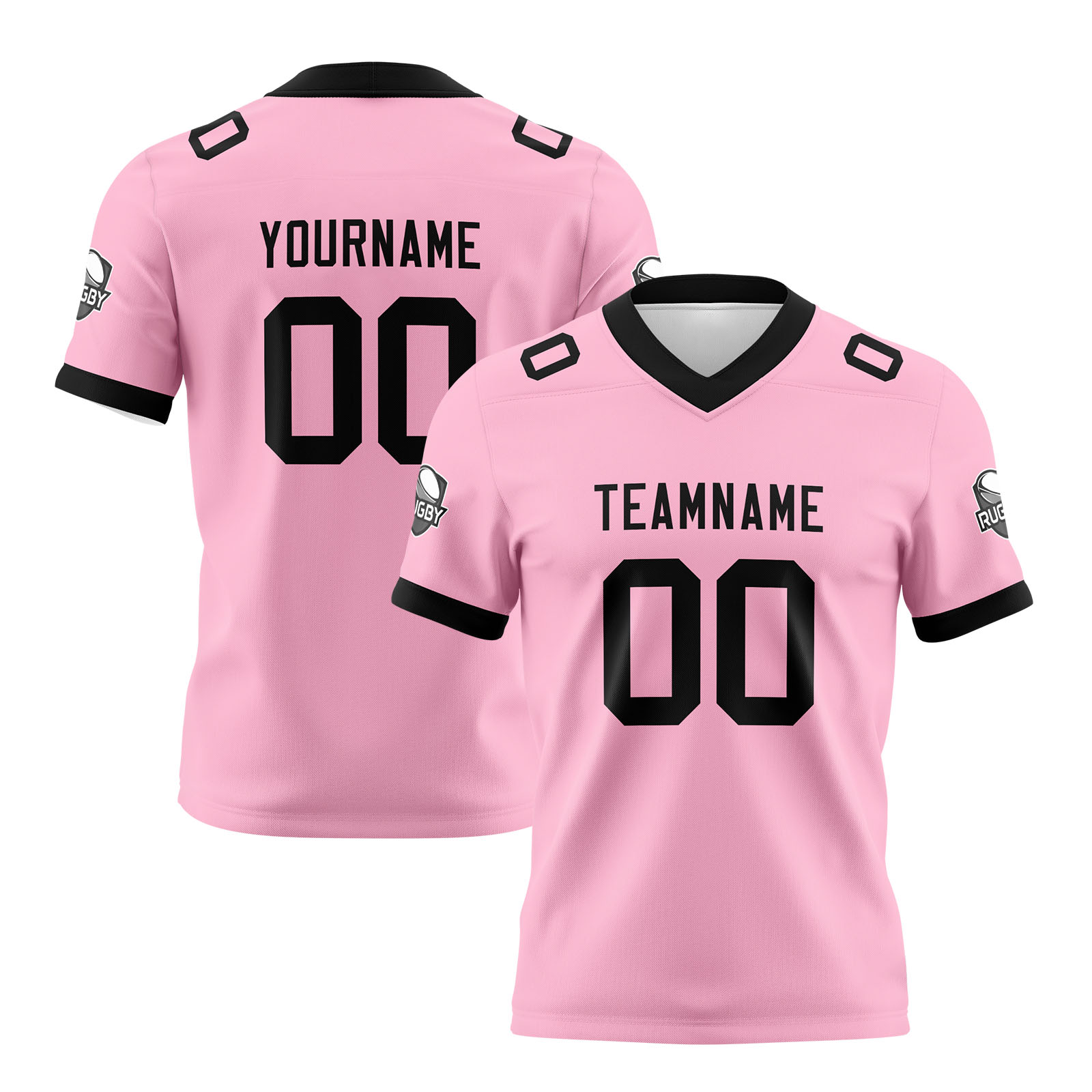 Custom Pink Black Football Jersey Personalized Football Shirts for Men Printed Team Name Number Logo
