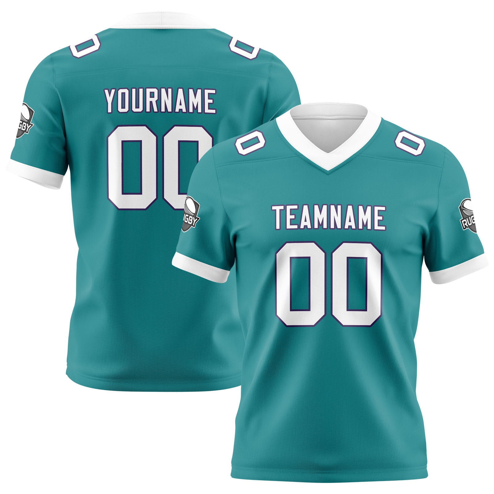Custom Aqua White Football Jersey Personalized Football Shirts for Men Printed Team Name Number Logo