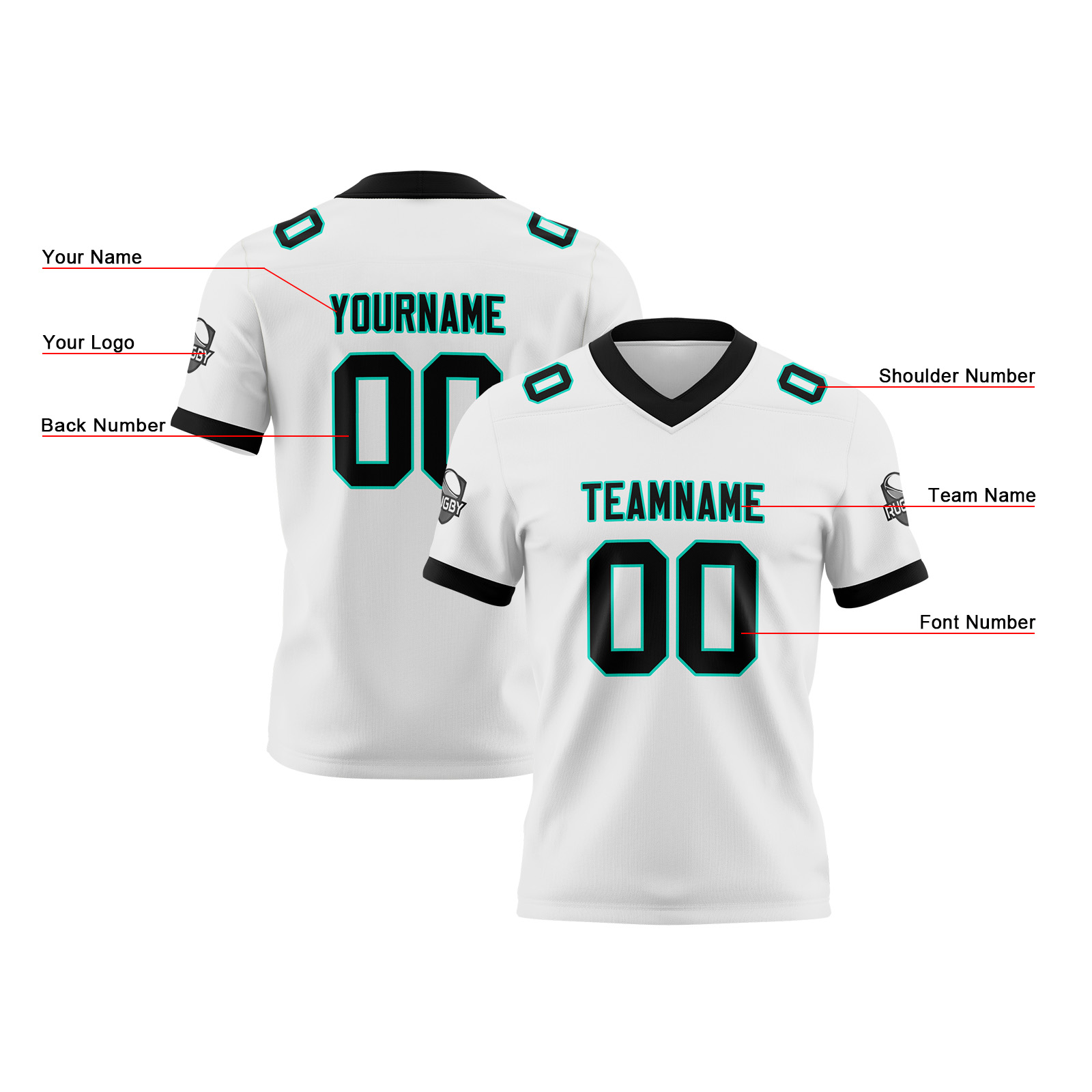 Custom White Black Football Jersey Personalized Football Shirts for Men Printed Team Name Number Logo