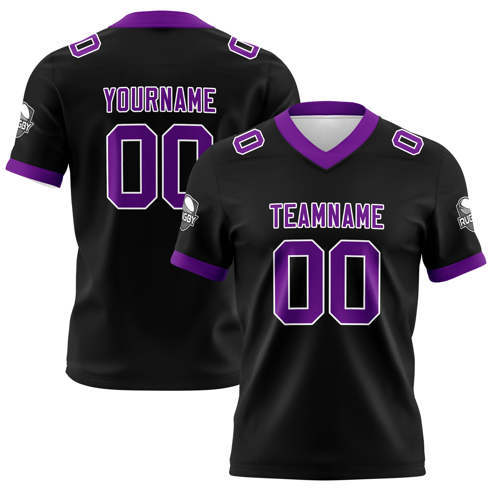 Custom Black Purple Football Jersey Personalized Football Shirts for Men Printed Team Name Number Logo