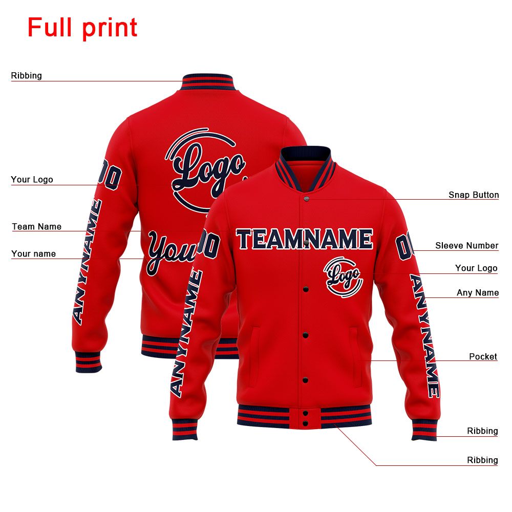 Custom Navy Red Varsity Jacket for Men Women and Youth with Personalized Letterman Jacket 