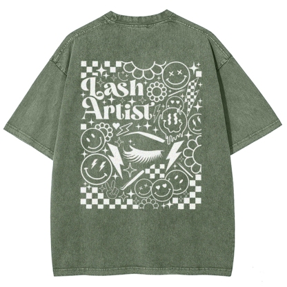 Lash Artist Vintage Snowflake Washed T-Shirt-moweekender