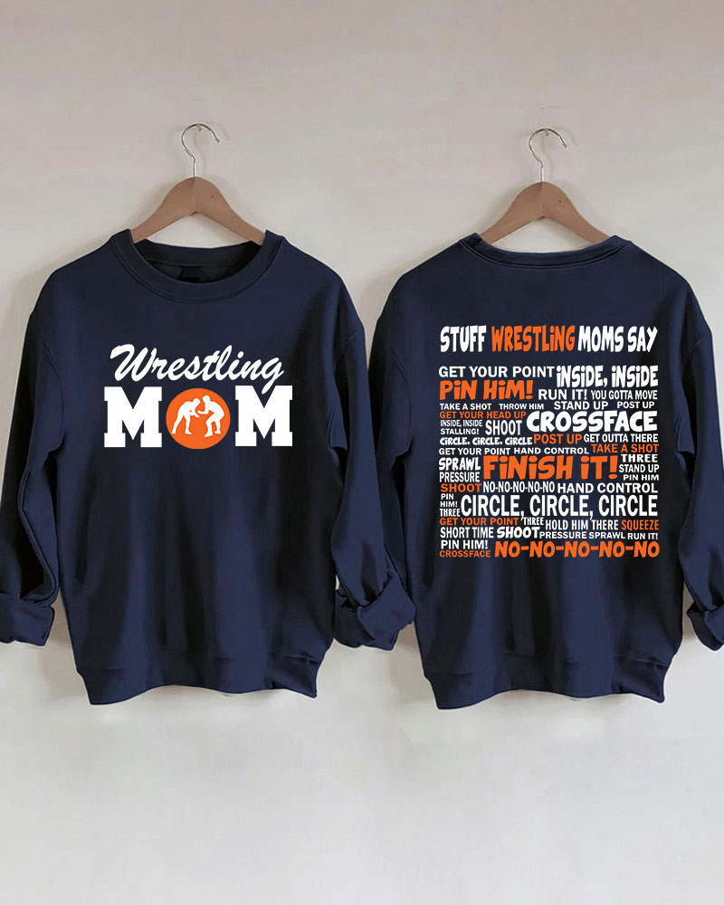 Wrestling Moms Orange Printed Sweatshirt-moweekender