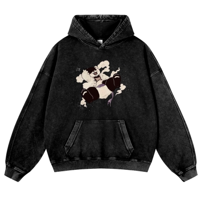 Casual Panda Pattern Vintage Washed Hoodie-moweekender