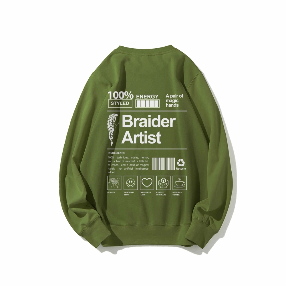 Braider Artist Casual Crewneck Sweatshirt-moweekender