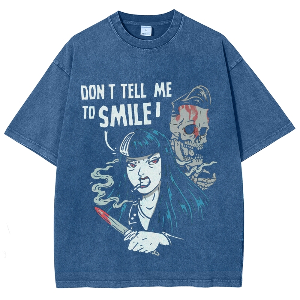 Don'T Tell Me To Smile Vintage Snowflake Washed T-Shirt-moweekender