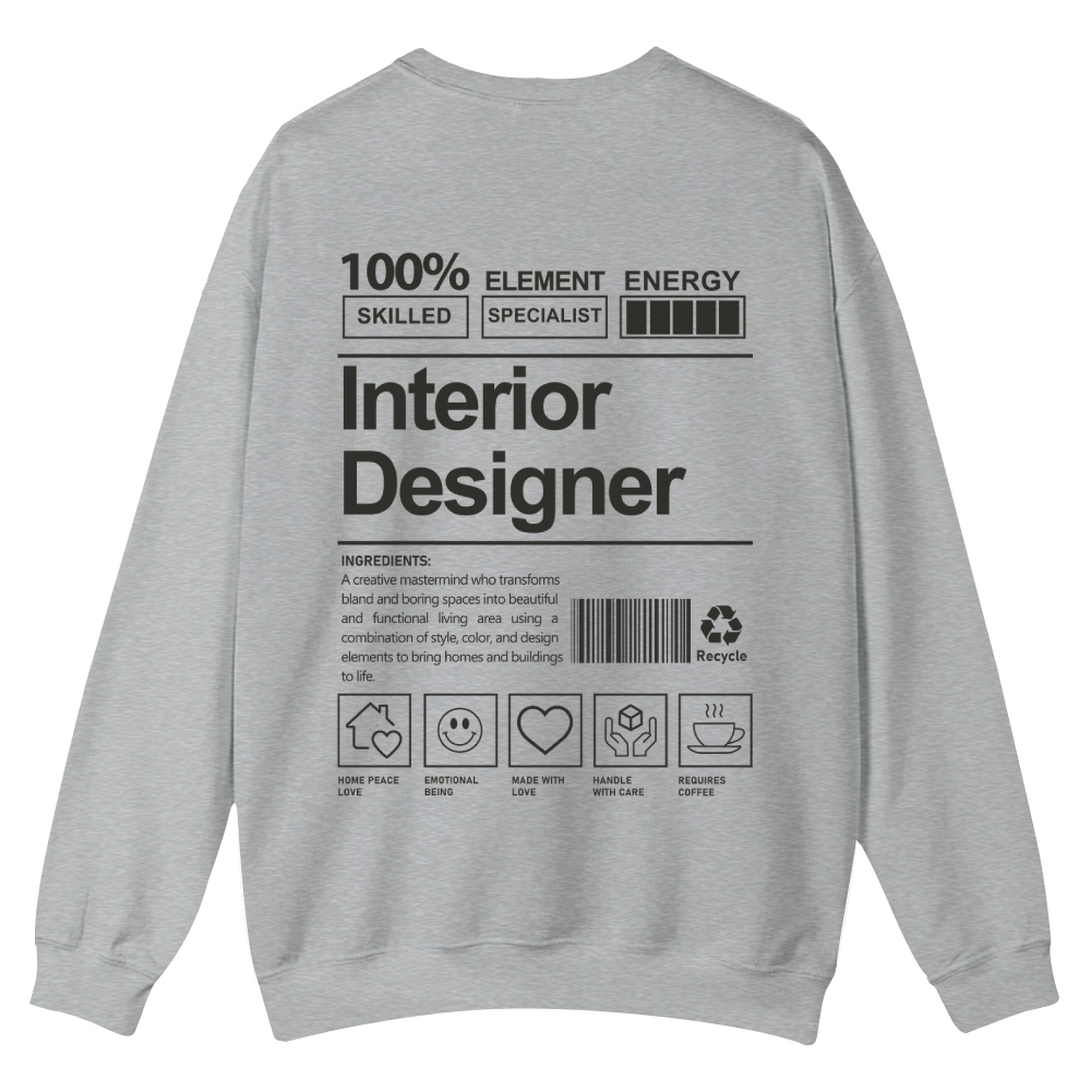 Interior Designer Printed Crew Neck Sweatshirt-moweekender