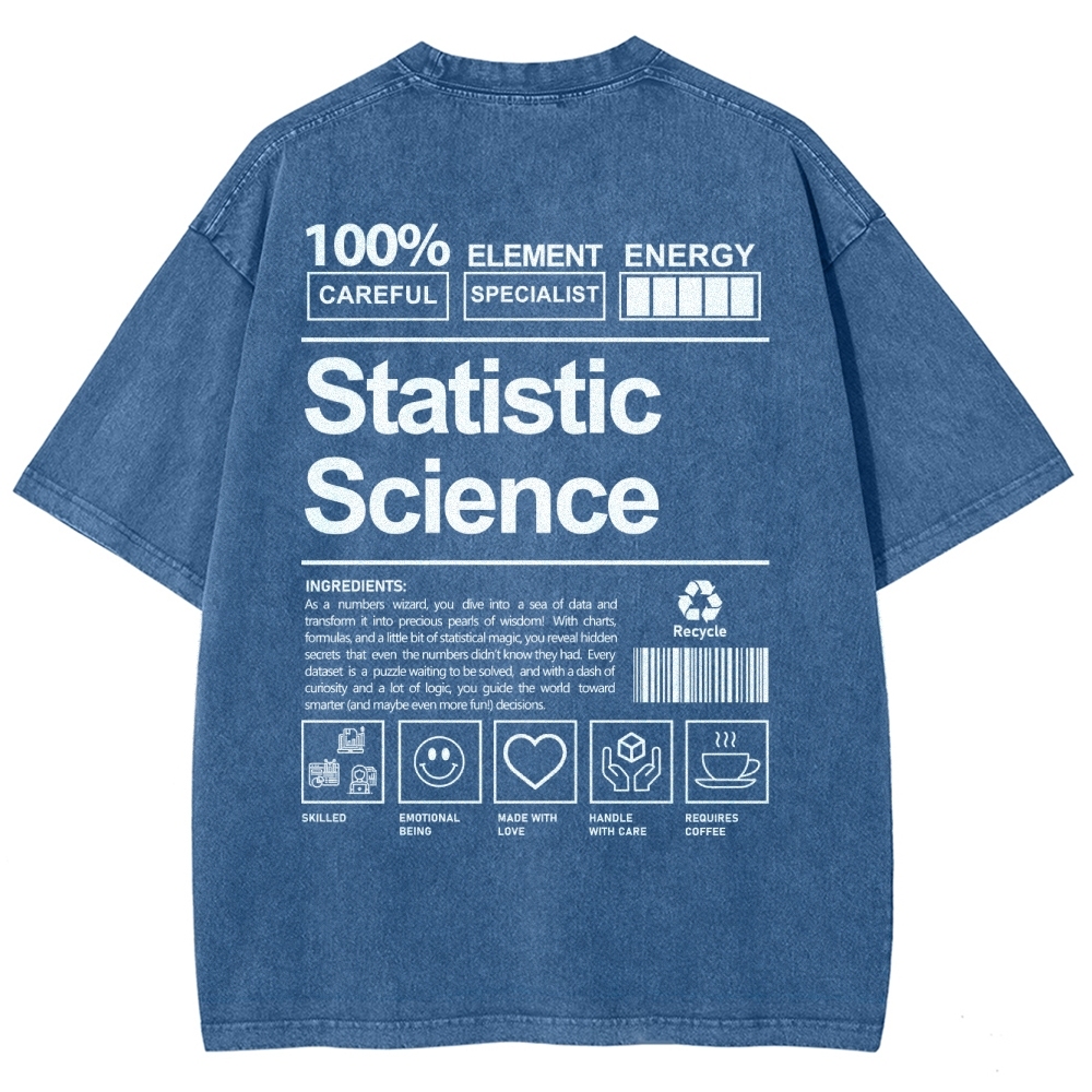 Statistic Science Unisex Fit Washed T-Shirt-moweekender