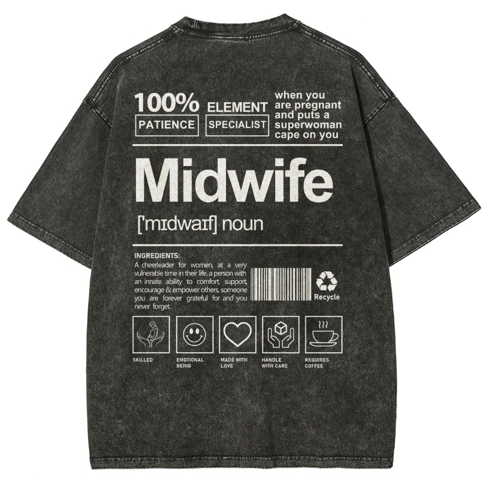 Midwife Unisex Fit Washed T-Shirt-moweekender